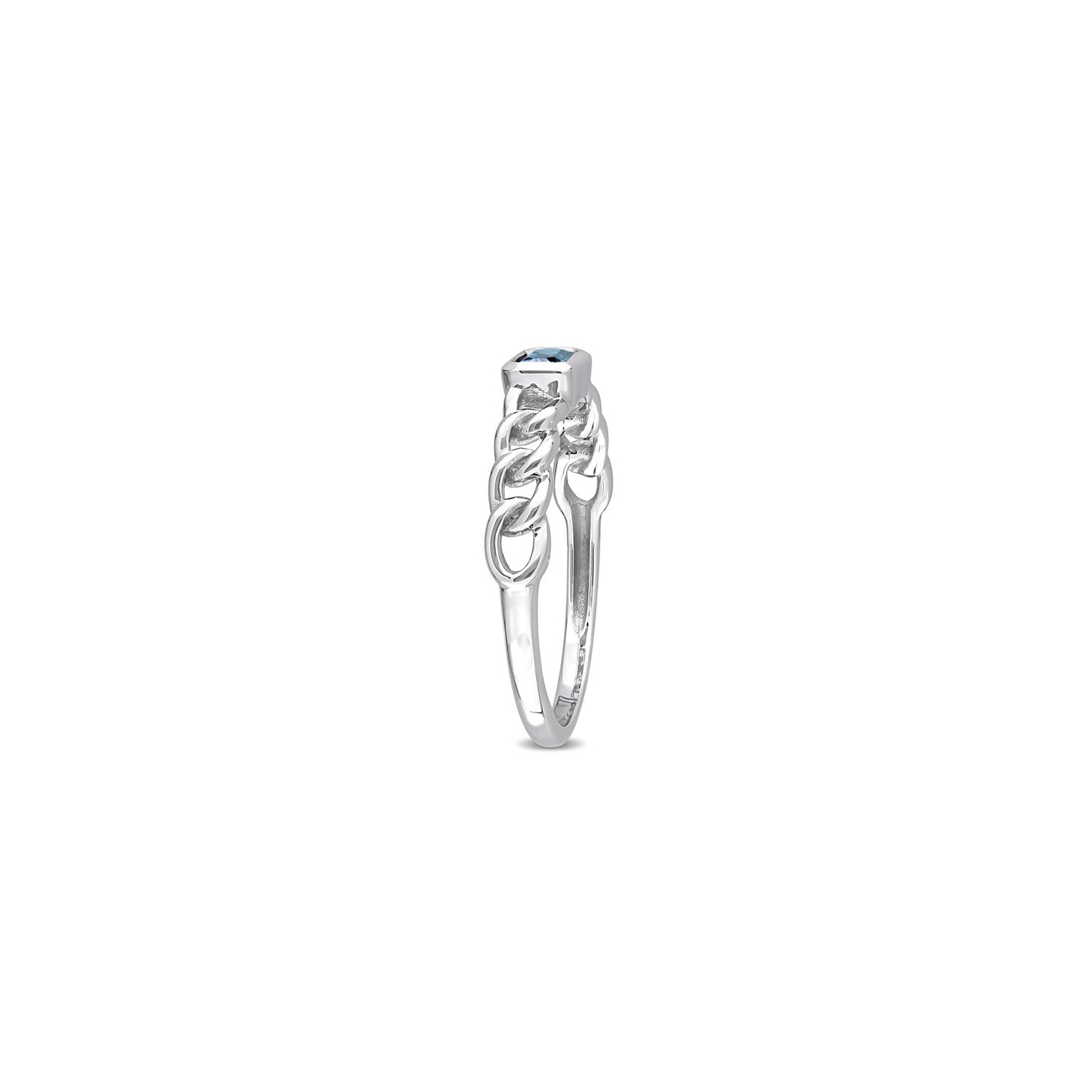 Bague à maillons en or blanc 10 ct avec topaze bleue londonienne 3/8 ct
