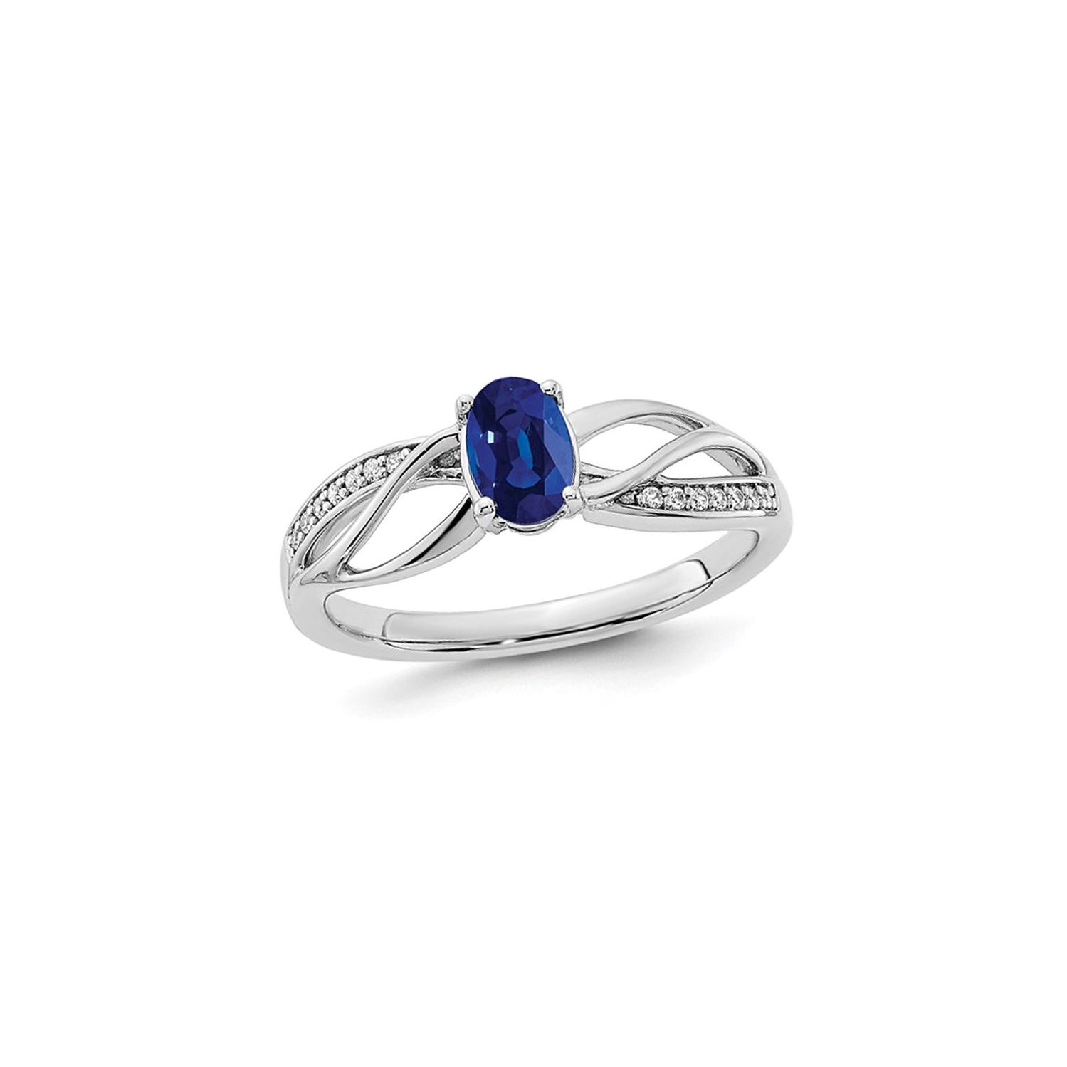 3/5 Carat Natural Blue Sapphire Ring in 14K White Gold