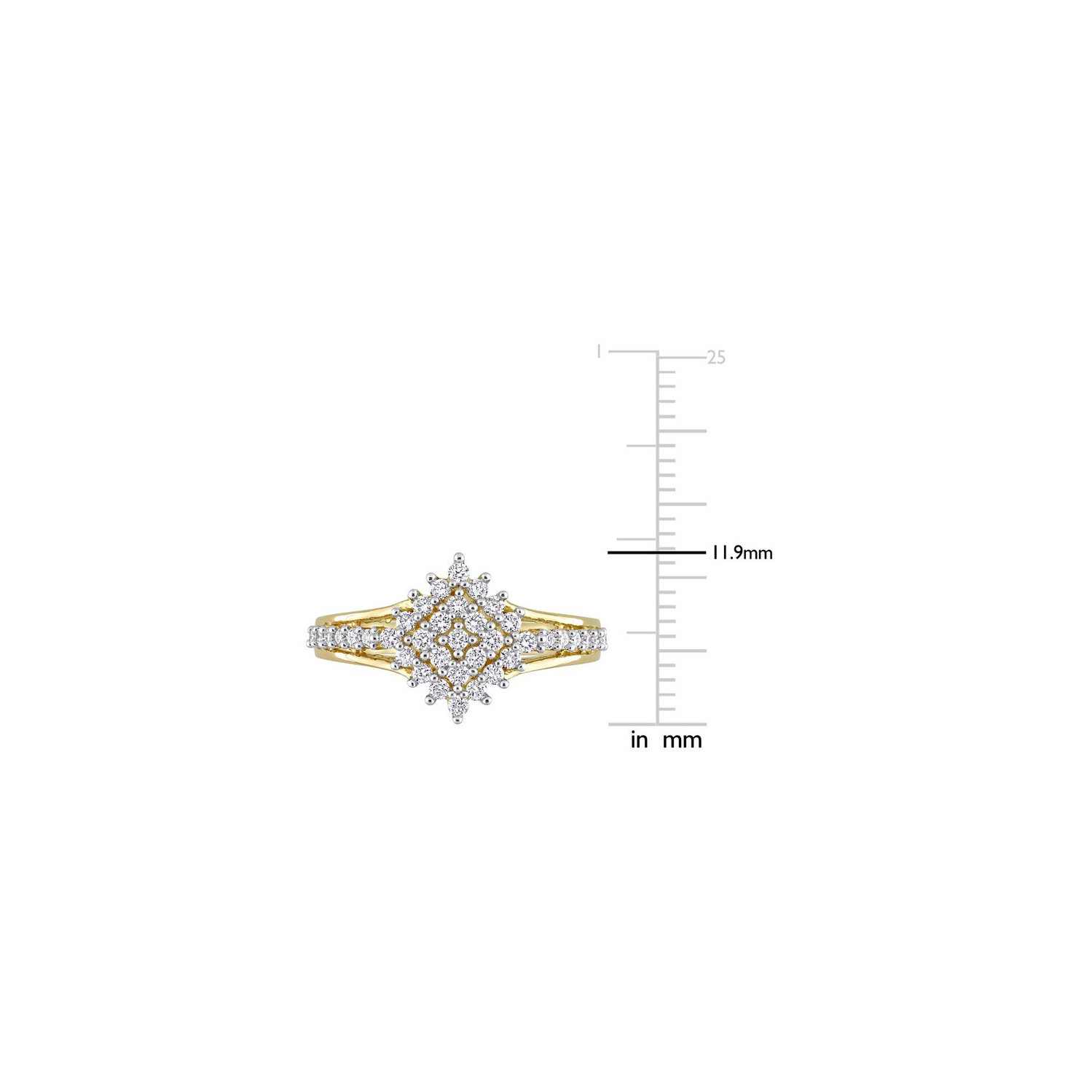 1/2 Carat Diamond Cluster Engagement Ring in 14K Yellow Gold