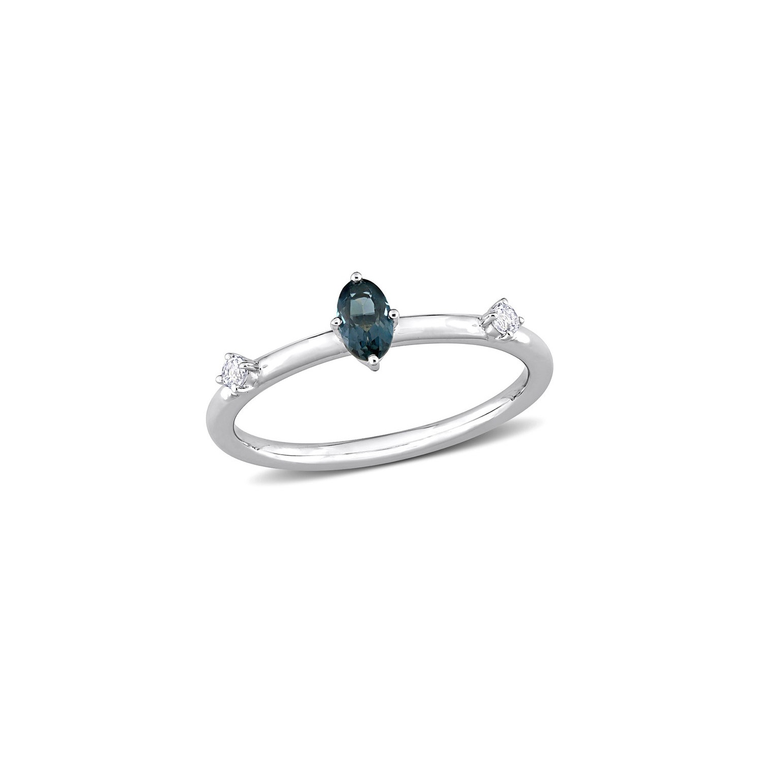 1/3 Carat London Blue Topaz Ring in 10K White Gold with White Topaz