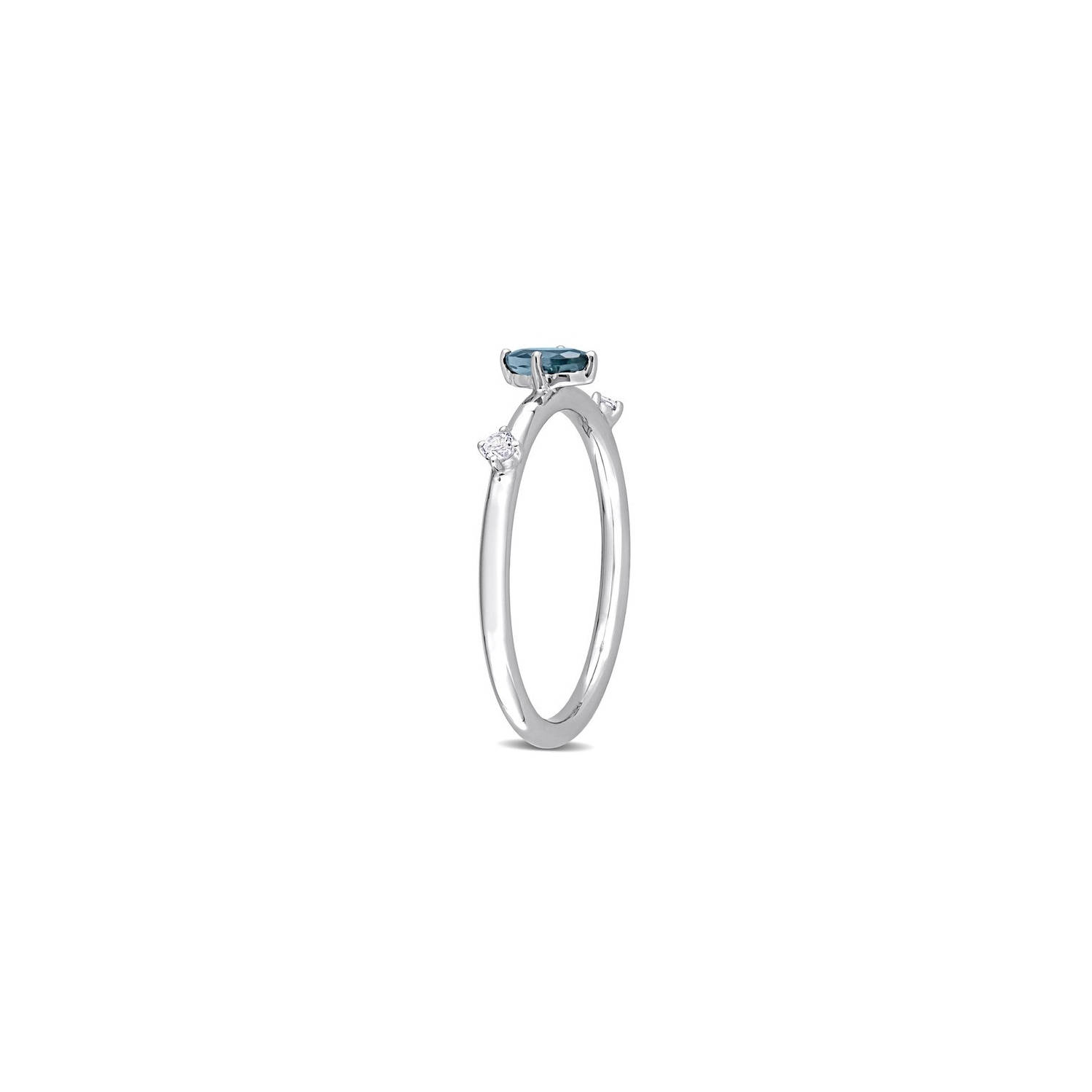 1/3 Carat London Blue Topaz Ring in 10K White Gold with White Topaz