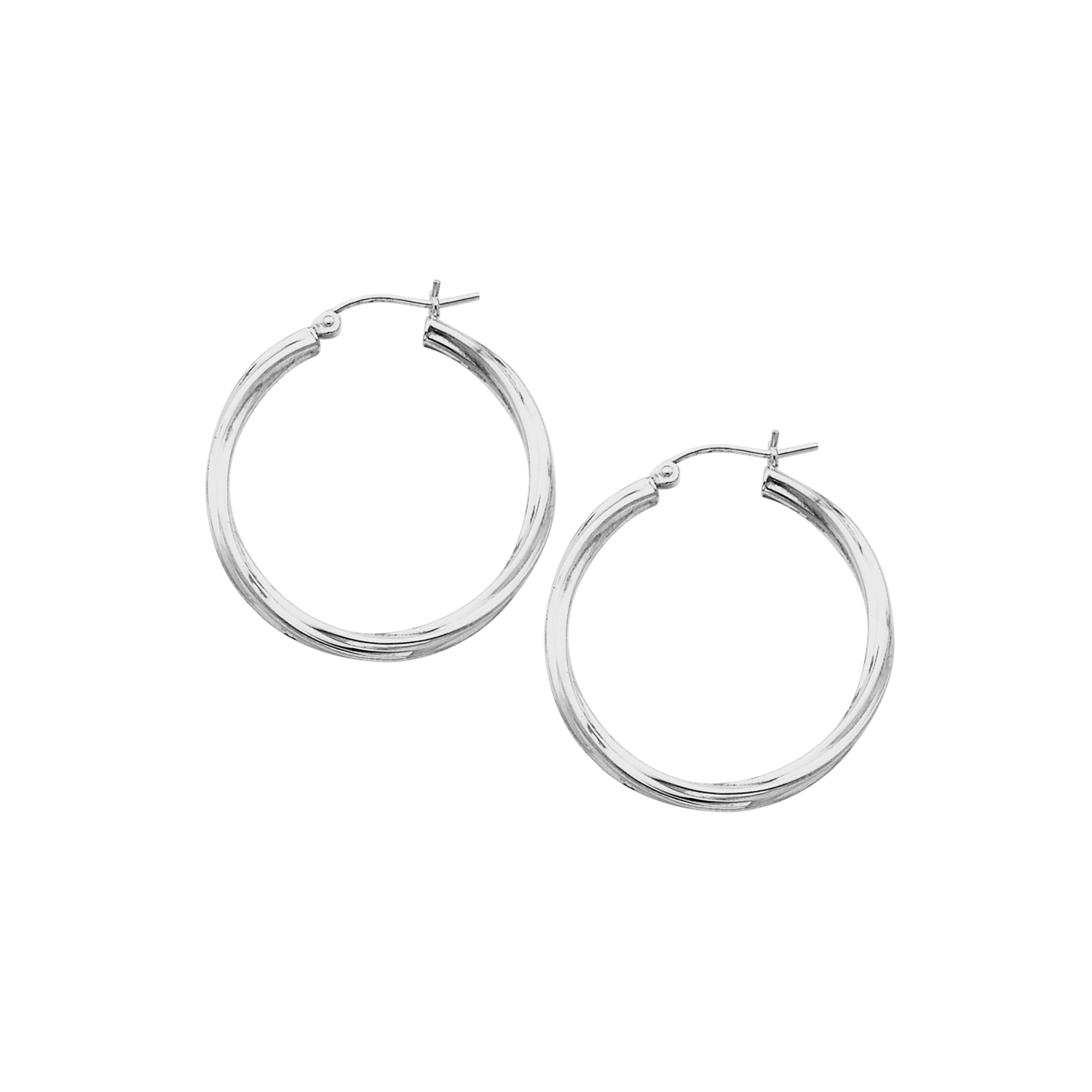 Small Twisted Hoop Earrings in Sterling Silver 1 Inch