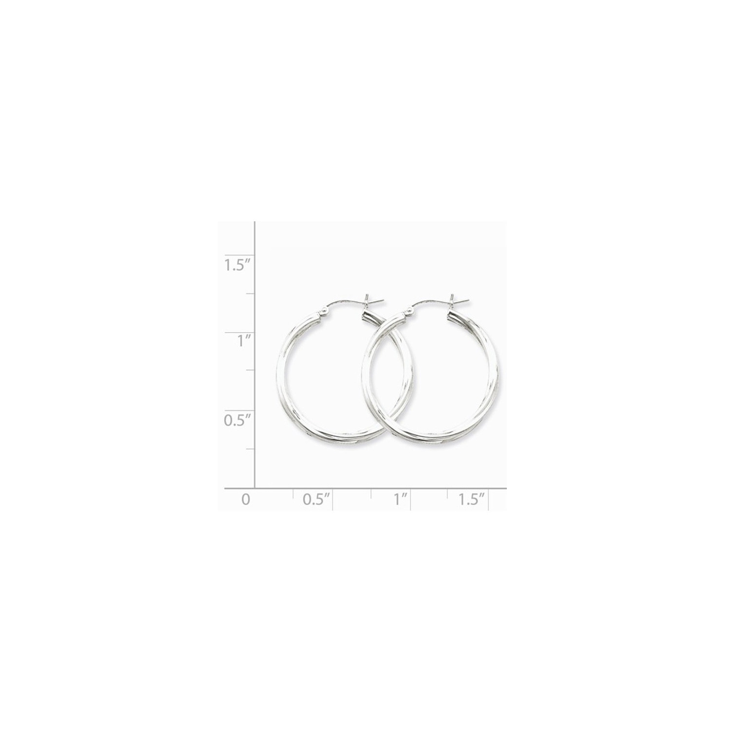 Small Twisted Hoop Earrings in Sterling Silver 1 Inch