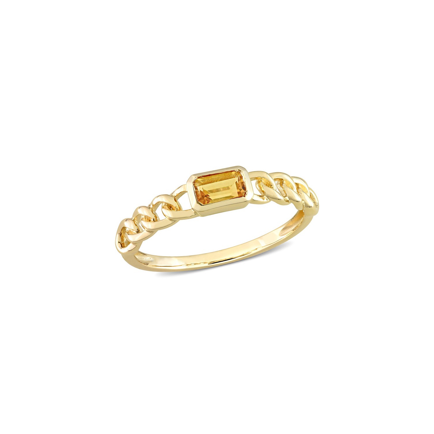 1/3 Carat Octagon Citrine Link Ring in 10K Yellow Gold