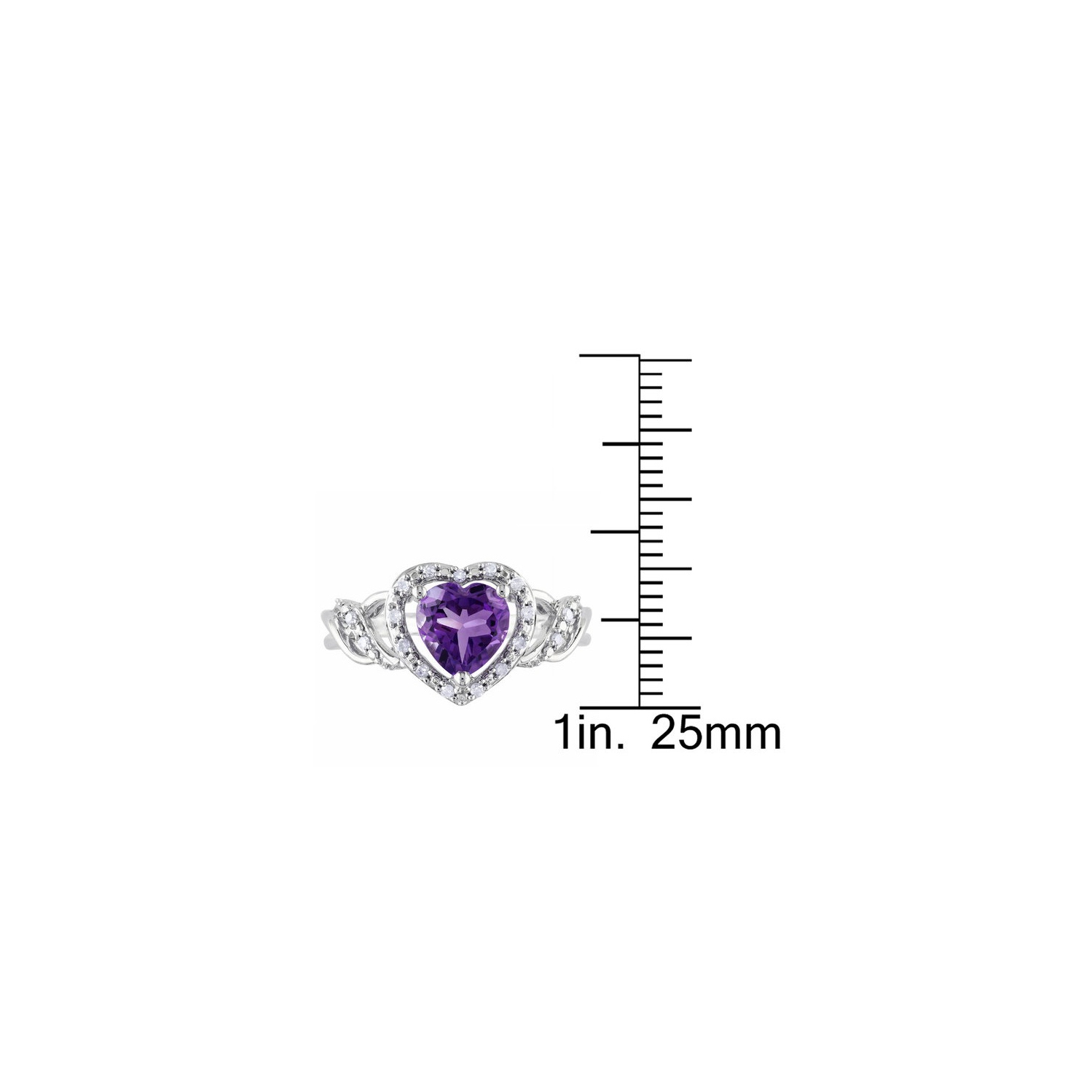 6.50 Carat Amethyst Promise Heart Ring in Rose Plated Sterling Silver with Accent Diamonds