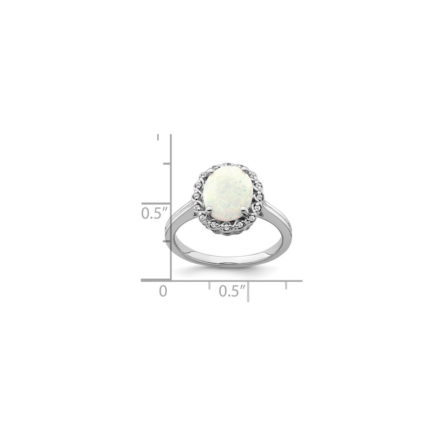 3.00 Carat Lab-Created Opal Ring in 14K White Gold with Accent Diamonds