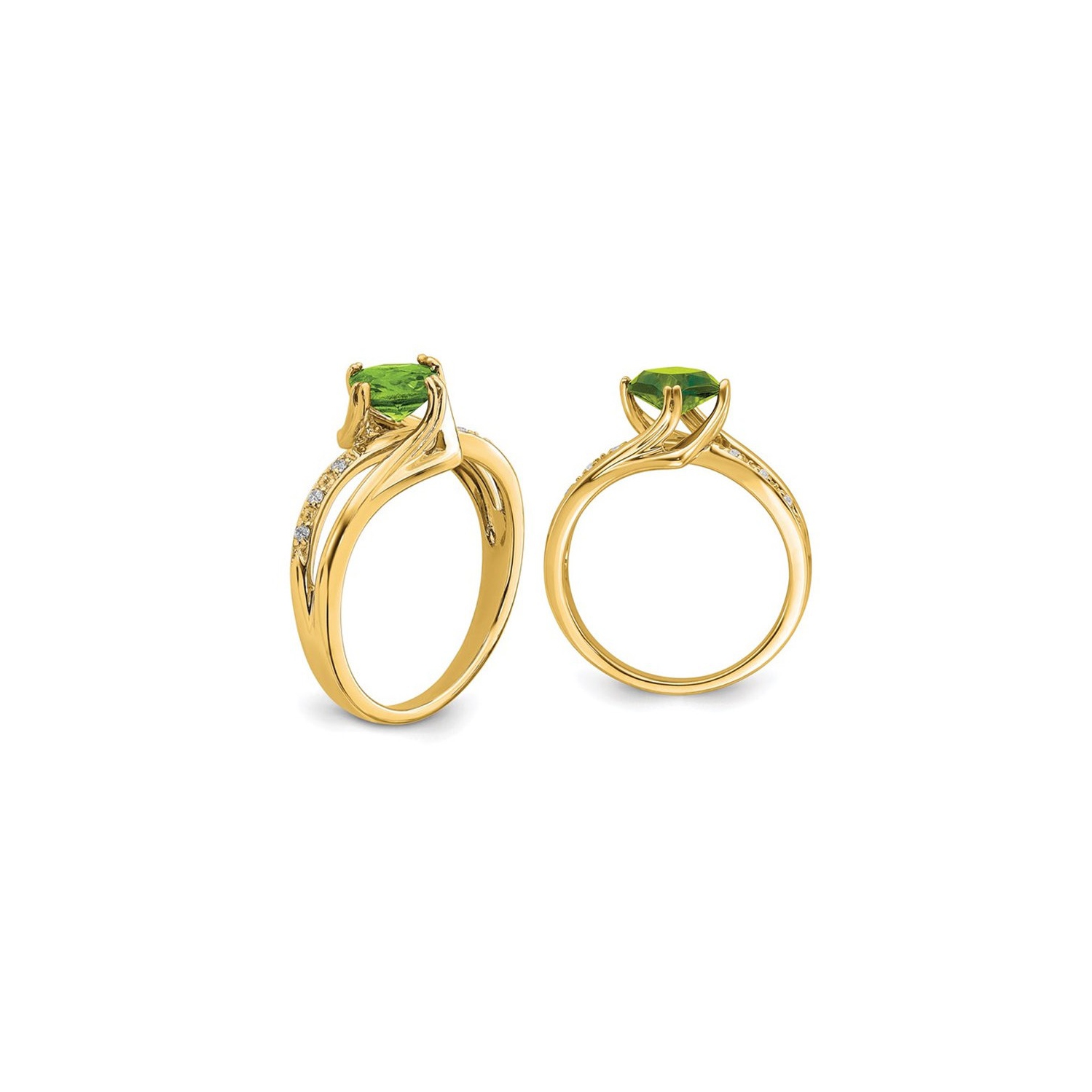 Bague en or jaune 14 ct avec péridot naturel taille coussin de 1.25 ct