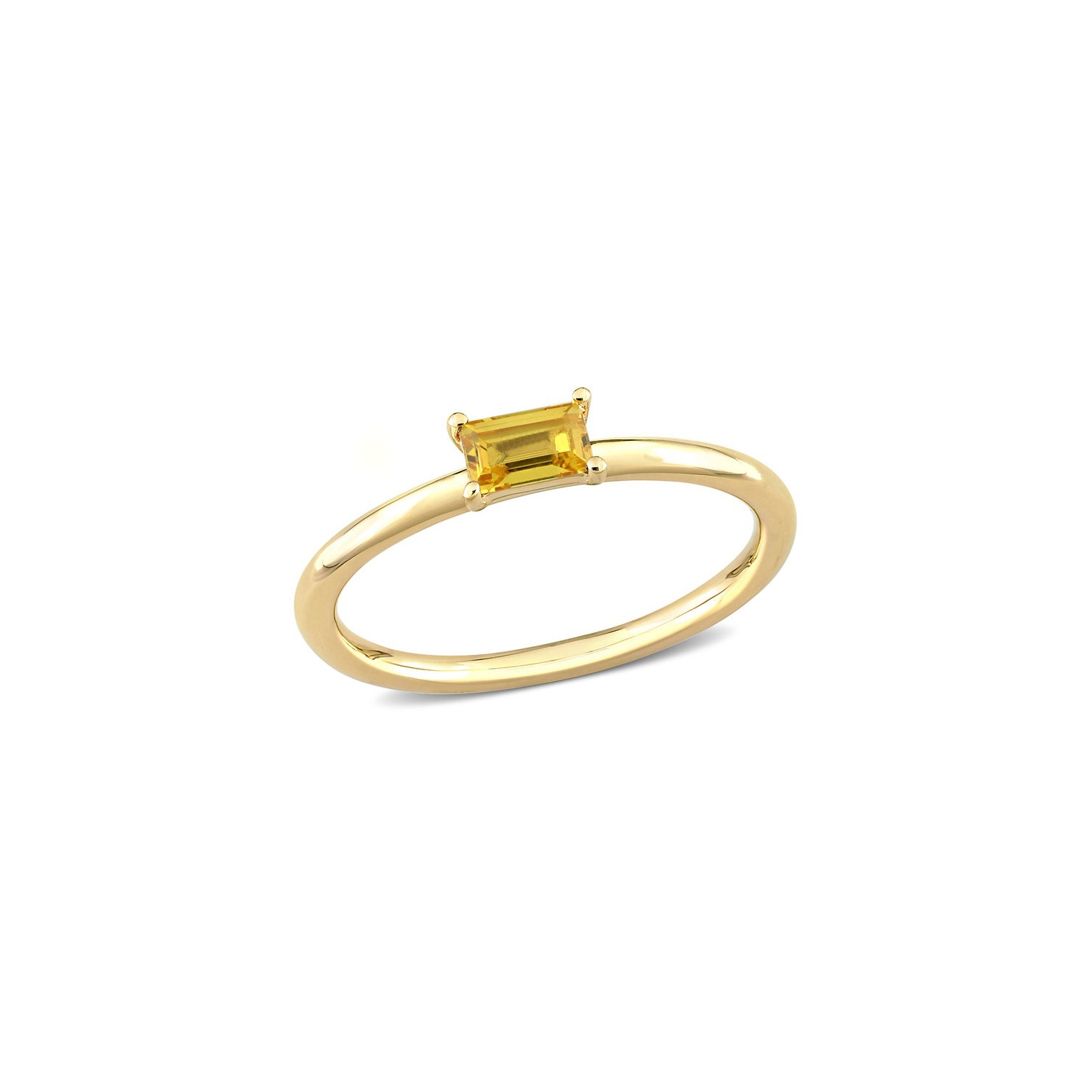 1/3 Carat Yellow Sapphire Solitaire Baguette Ring in 10K Yellow Gold