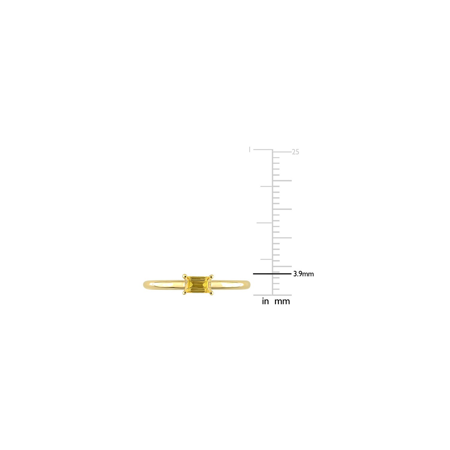1/3 Carat Yellow Sapphire Solitaire Baguette Ring in 10K Yellow Gold