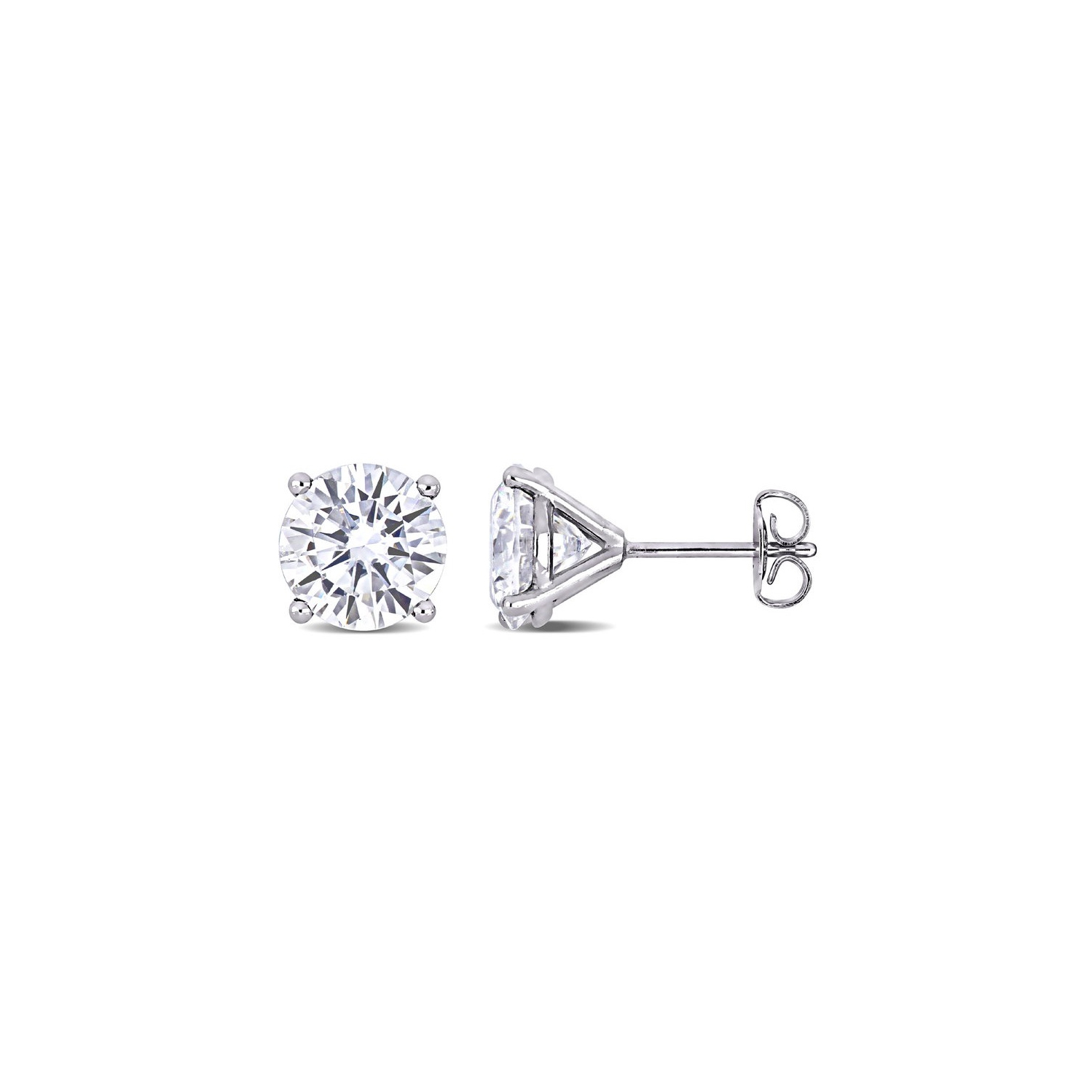4.00 Carat Synthetic Moissanite Solitaire Stud Earrings in 14K White Gold