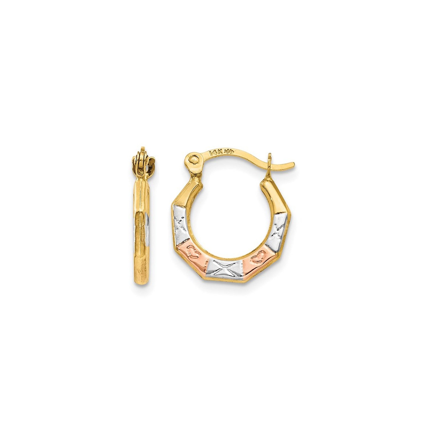 14K Yellow Gold Fancy Small Hoop Earrings