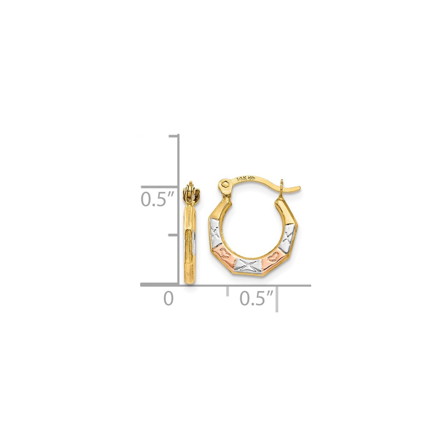 14K Yellow Gold Fancy Small Hoop Earrings