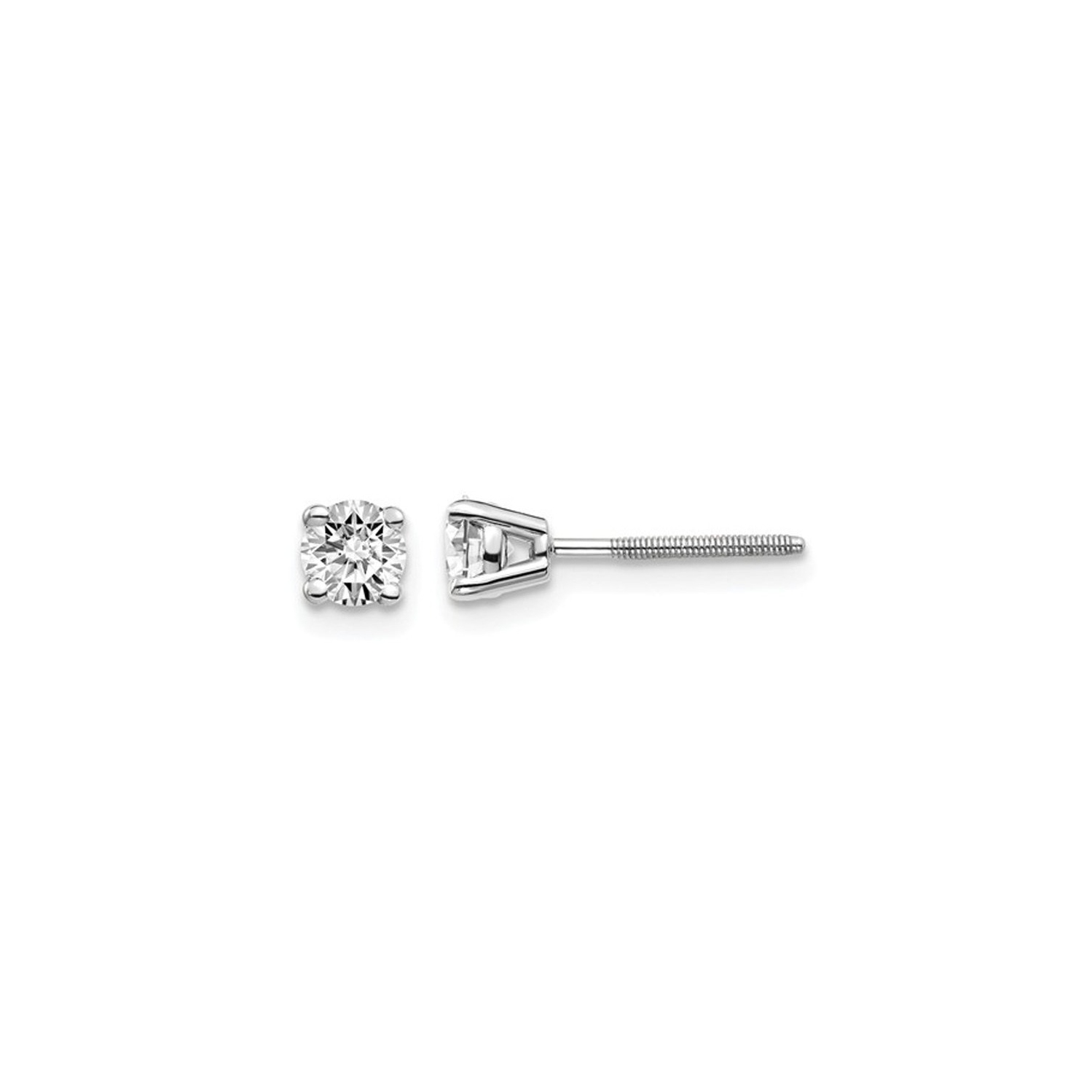 1/2 Carat Lab Grown Diamond Solitaire Stud Earrings in 14K White Gold with Screwbacks