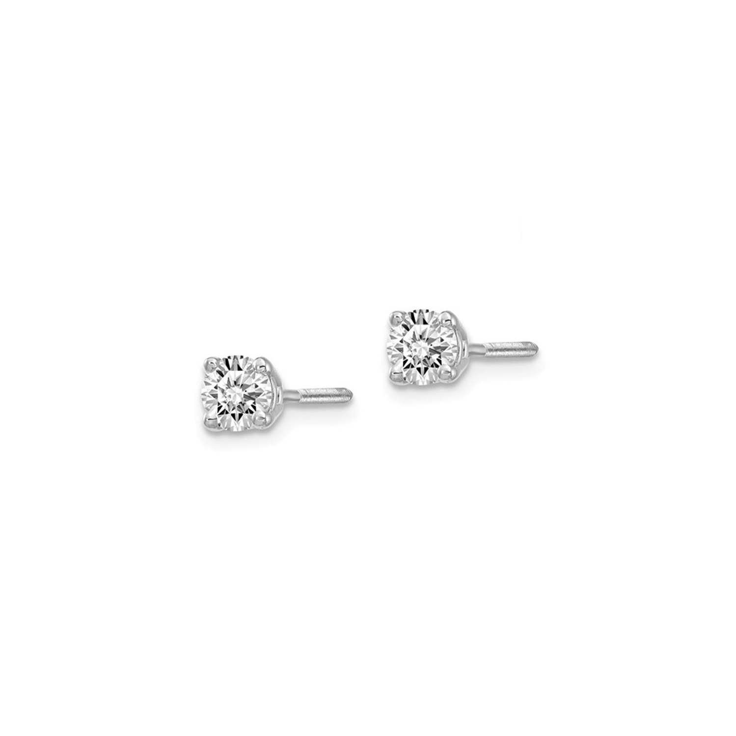 1/2 Carat Lab Grown Diamond Solitaire Stud Earrings in 14K White Gold with Screwbacks
