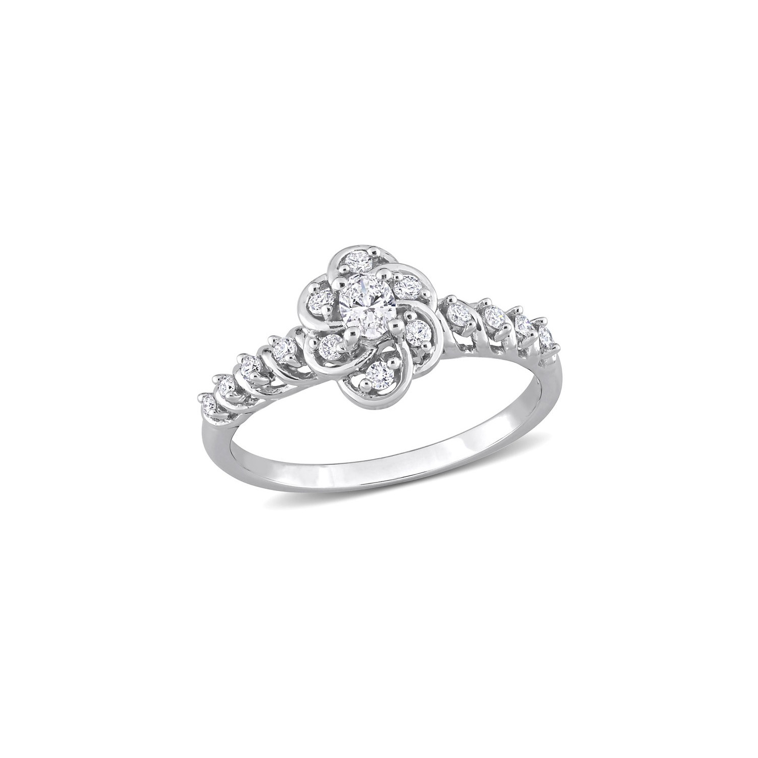 1/3 Carat Oval Diamond Engagement Ring in 14K White Gold