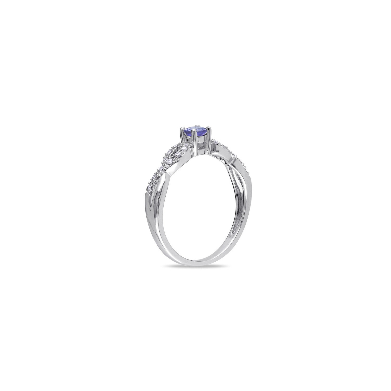 1/6 Carat Tanzanite Infinity Ring in Sterling Silver with Accent Diamonds