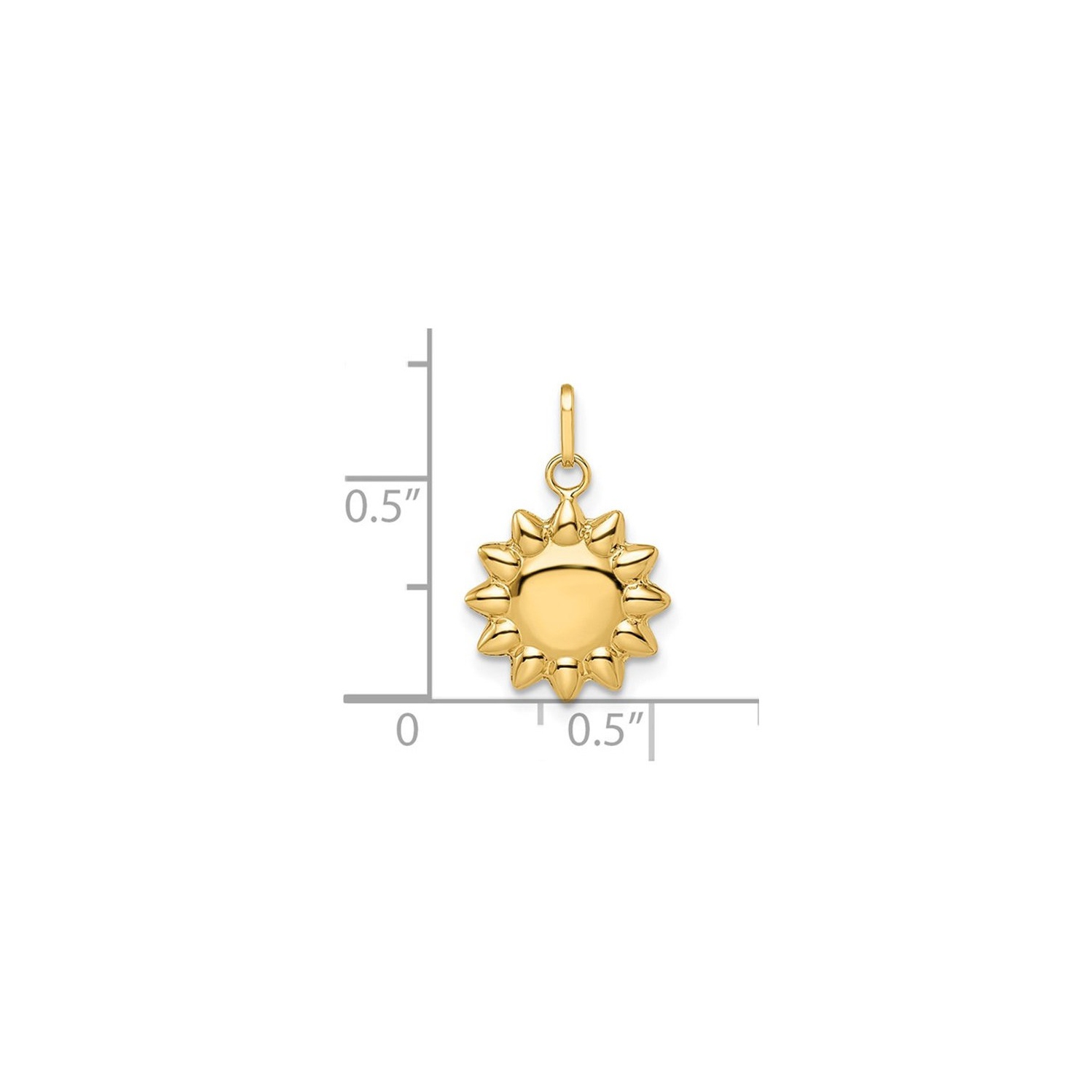 Collier pendentif de charme soufflé polie en or jaune 14k avec chaîne