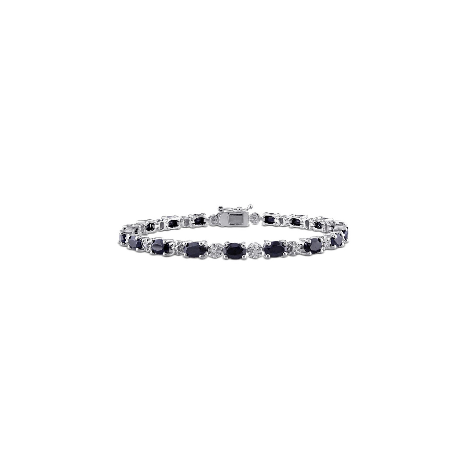 Bracelet en argent sterling avec saphirs noirs 11.15 ct