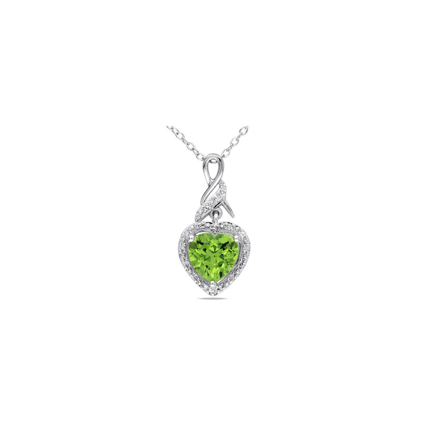 1.65 Carat Peridot Heart Pendant Necklace in Sterling Silver with Chain