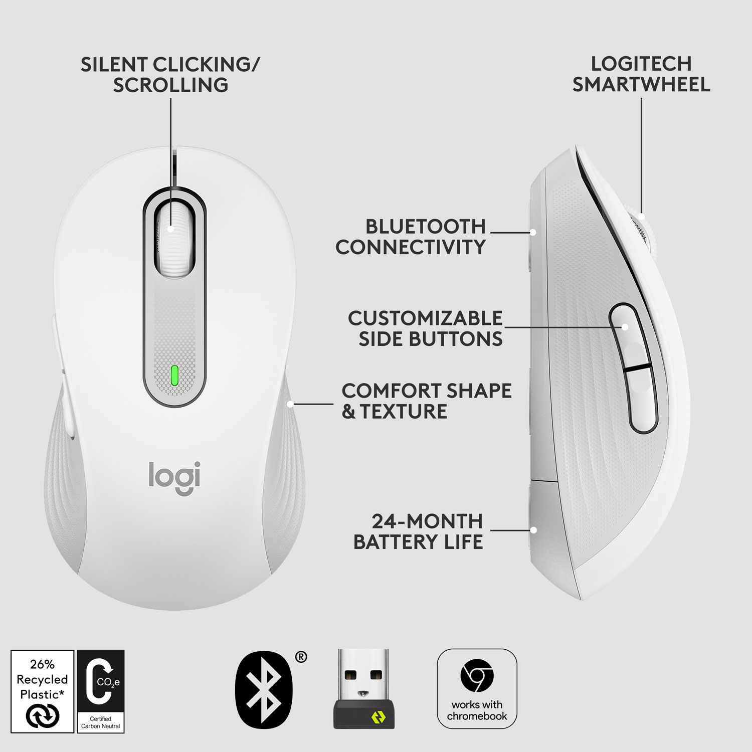 Logitech Signature M650 Wireless Optical Mouse - Off-White