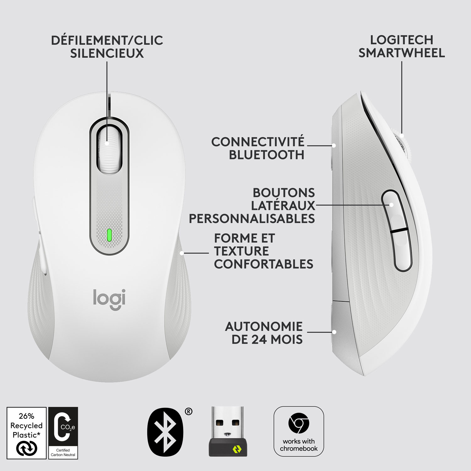 Logitech Signature M650 Wireless Optical Mouse - Off-White