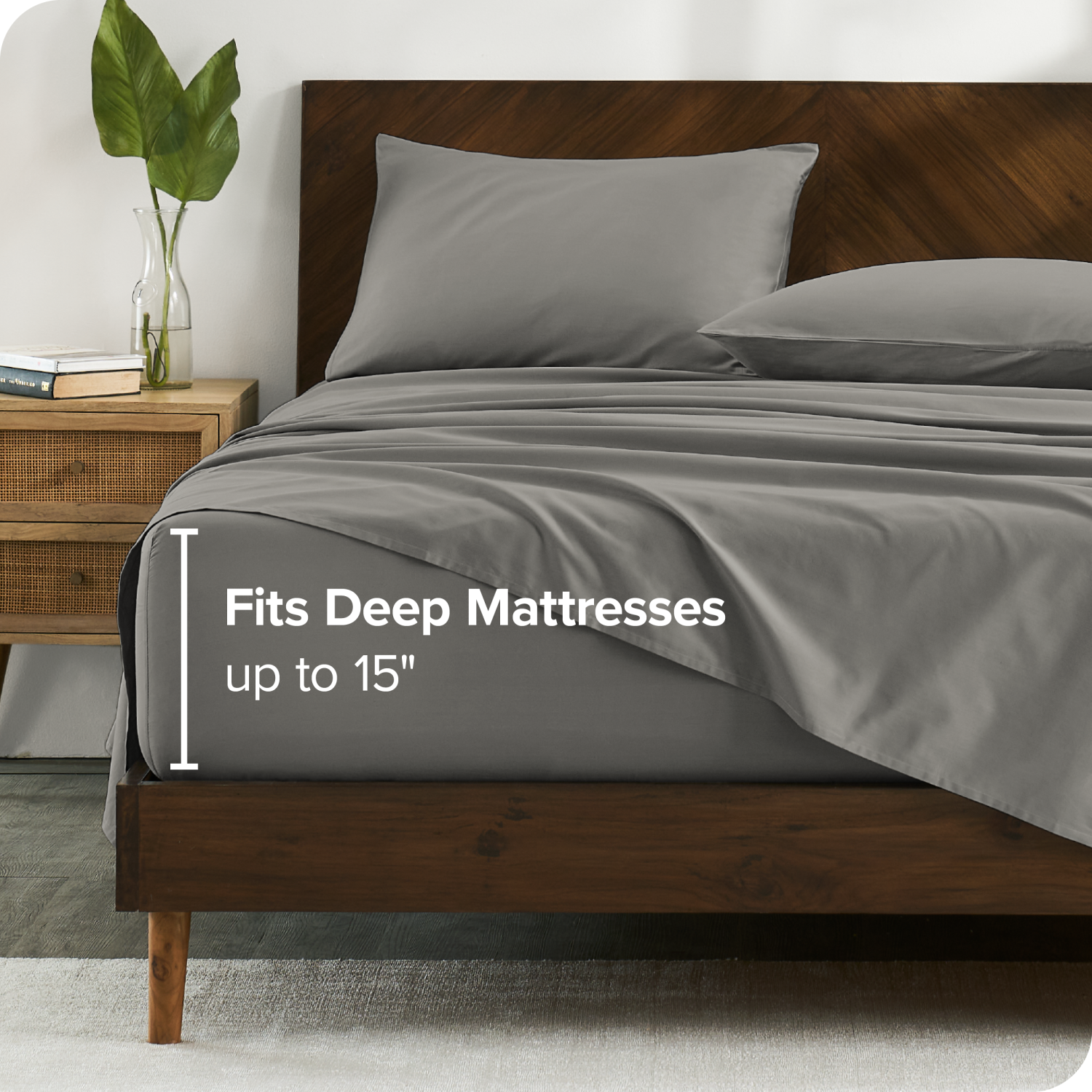 Bare Home 100% Organic Cotton Sheet Set - Crisp Percale Weave - Lightweight & Breathable