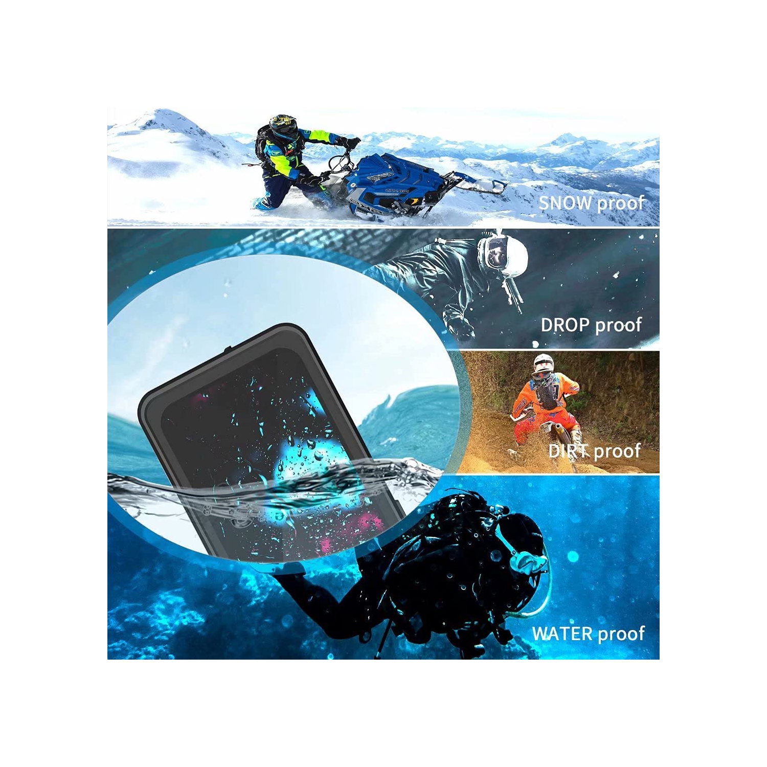 navor Waterproof Phone Cover Compatible with iPhone 12 Pro 6.1-inch, Shockproof Dustproof Clear Cover with Built-in Screen Protector