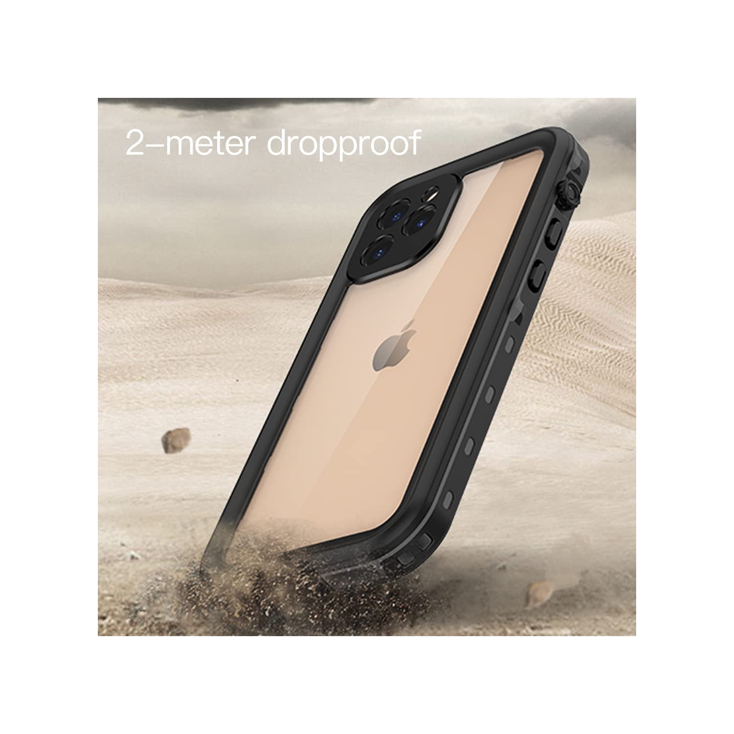 navor Waterproof Phone Cover Compatible with iPhone 12 Pro 6.1-inch, Shockproof Dustproof Clear Cover with Built-in Screen Protector