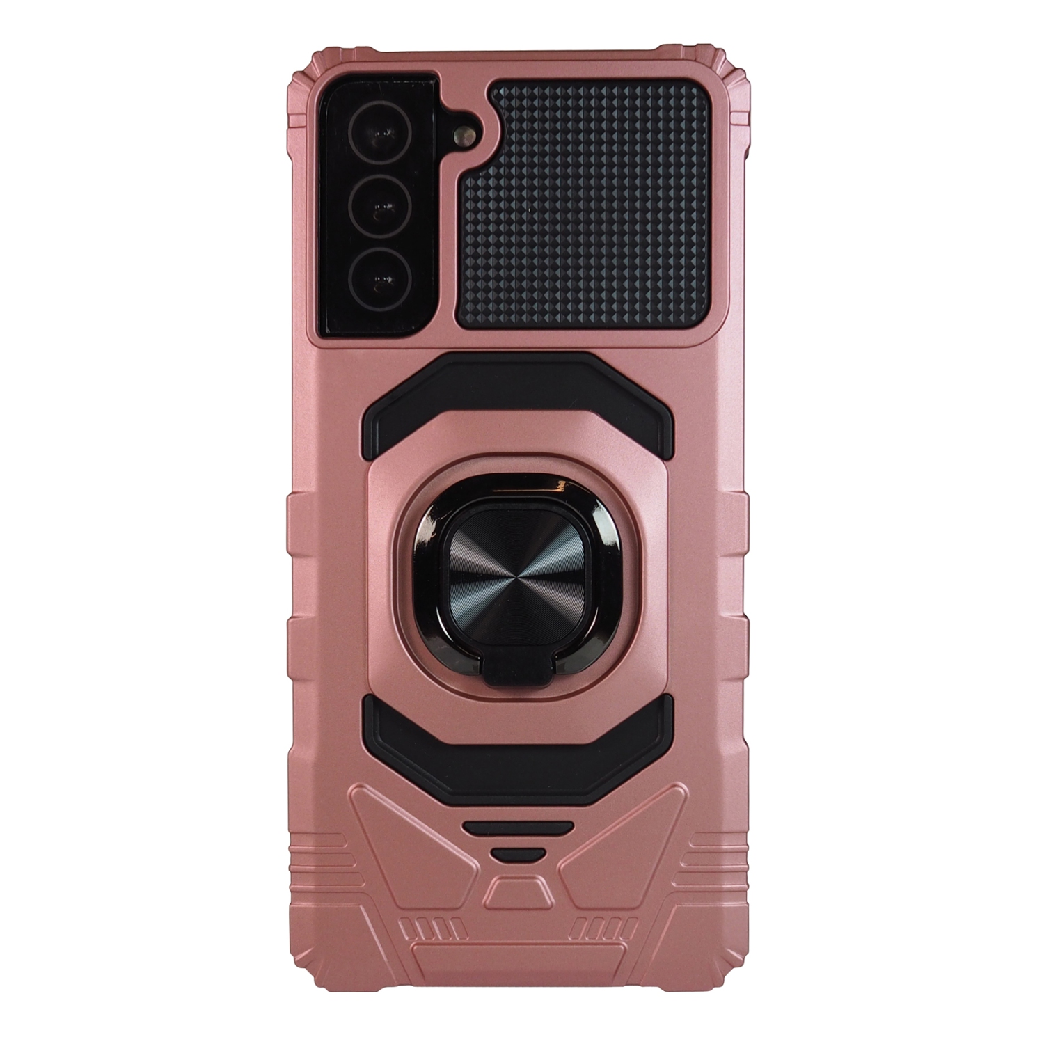 Exian Case for Galaxy S21 Plus 5G Armored with Ring Holder and Magnetic metal Rose Pink