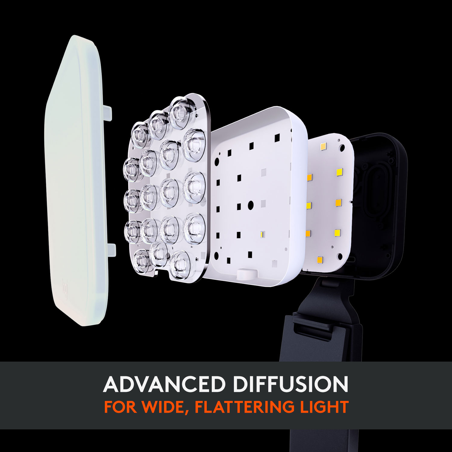 Lampe de diffusion DEL haut de gamme Litra Glow de Logitech avec TrueSoft - Noir