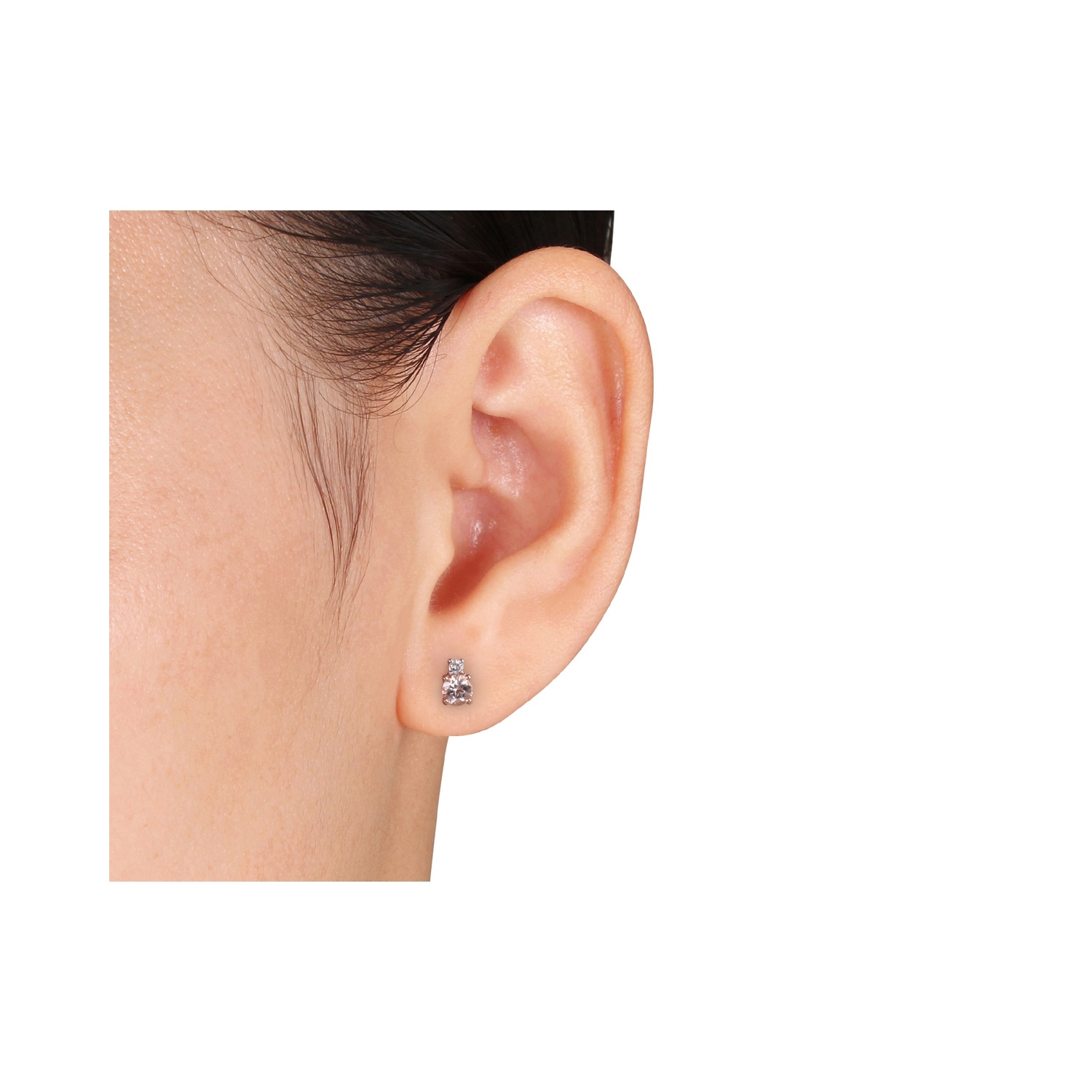 3/4 Carat Morganite and Diamond Solitaire Stud Earrings in 10K Rose Gold