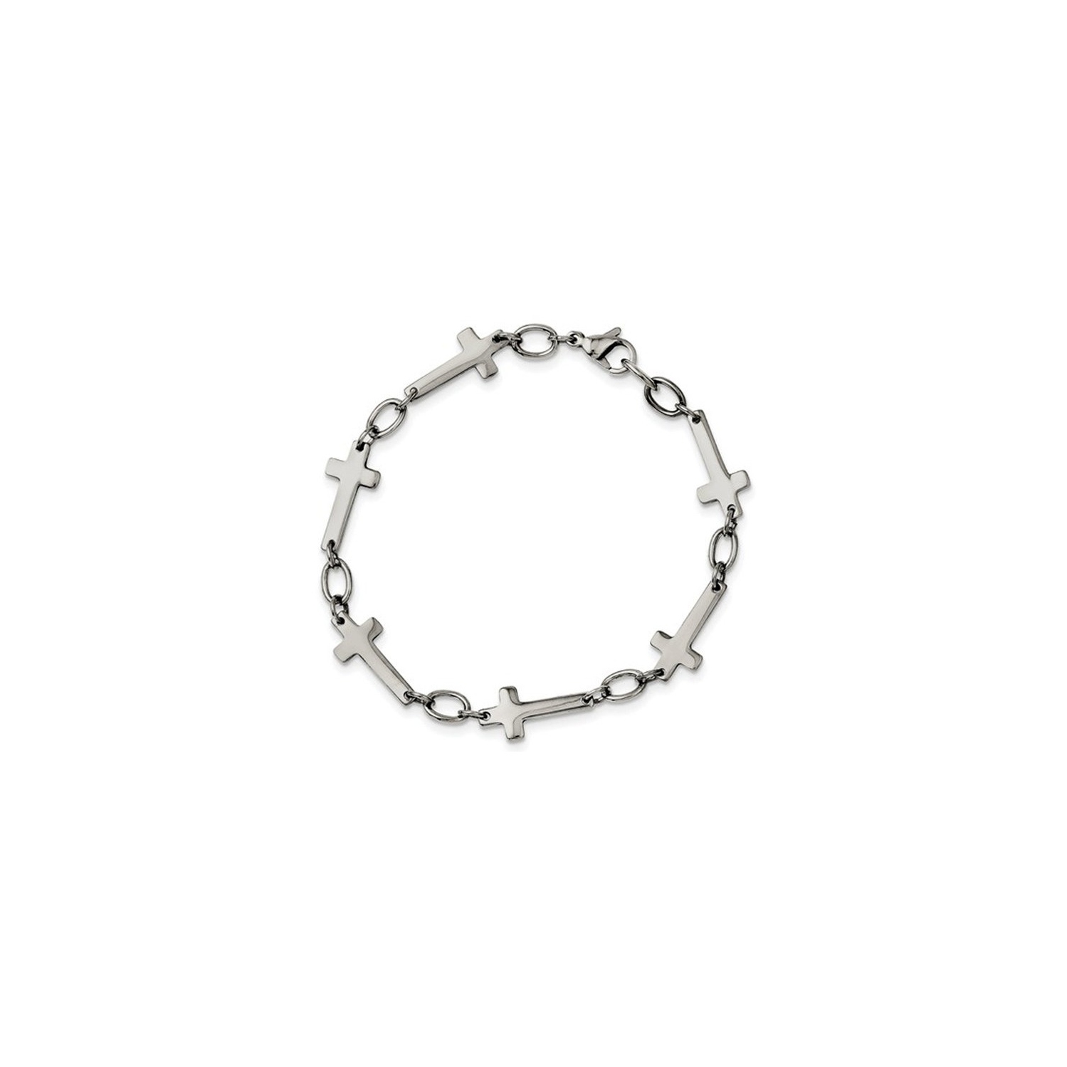 Bracelet homme en acier inoxydable à croix latérale, 8 po