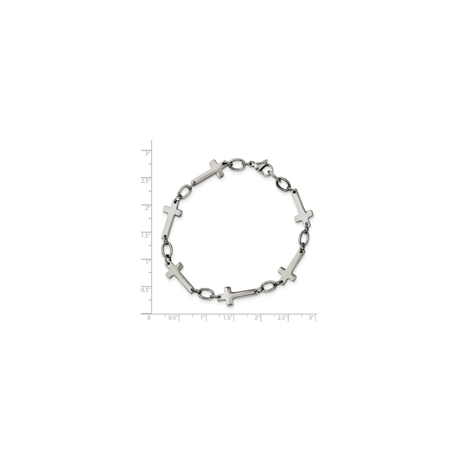 Bracelet homme en acier inoxydable à croix latérale, 8 po