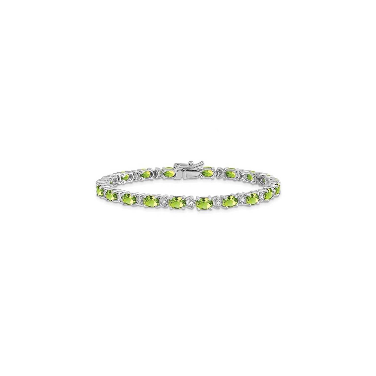 10.80 Carat Green Peridot Bracelet in 14K White Gold (7 Inches)