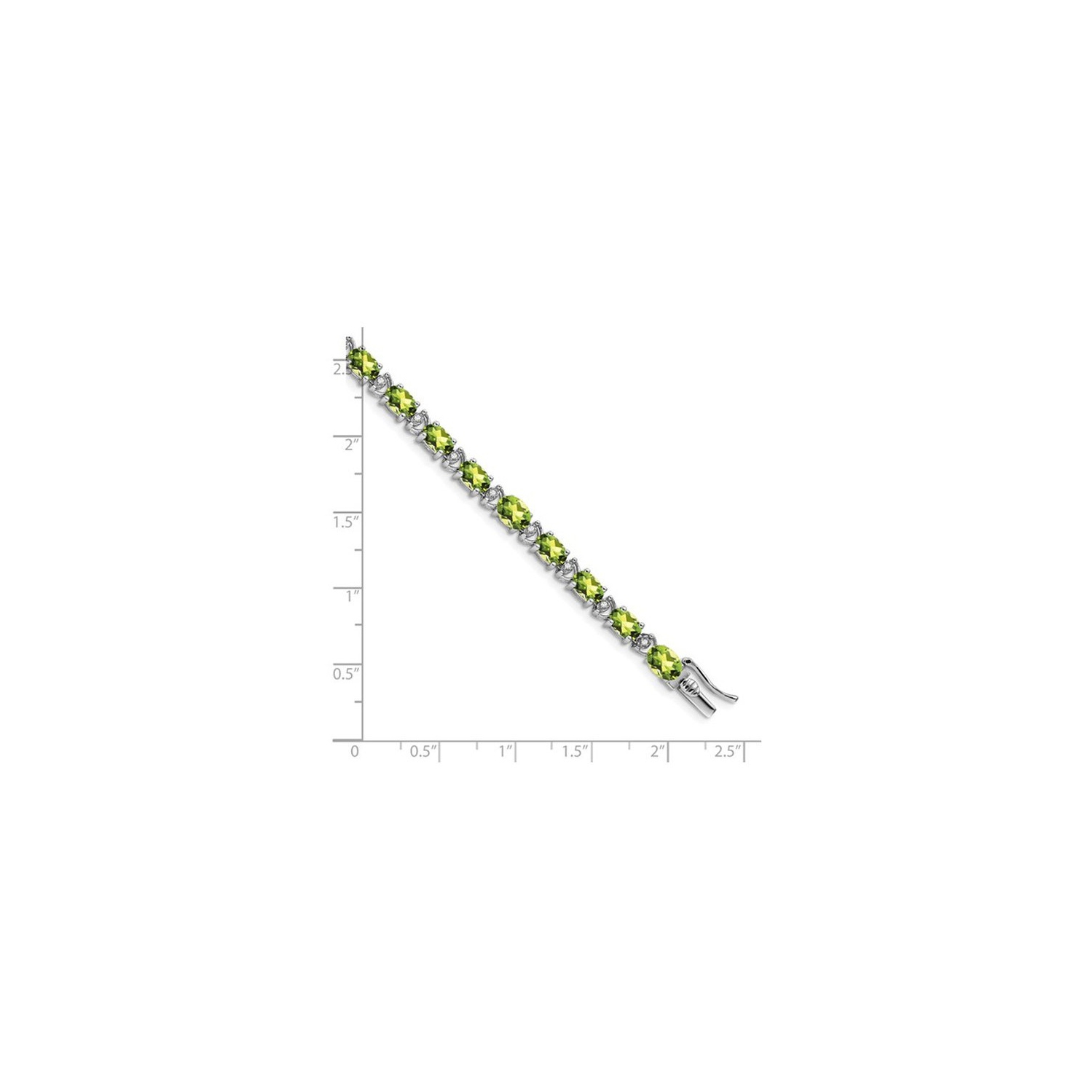 10.80 Carat Green Peridot Bracelet in 14K White Gold (7 Inches)