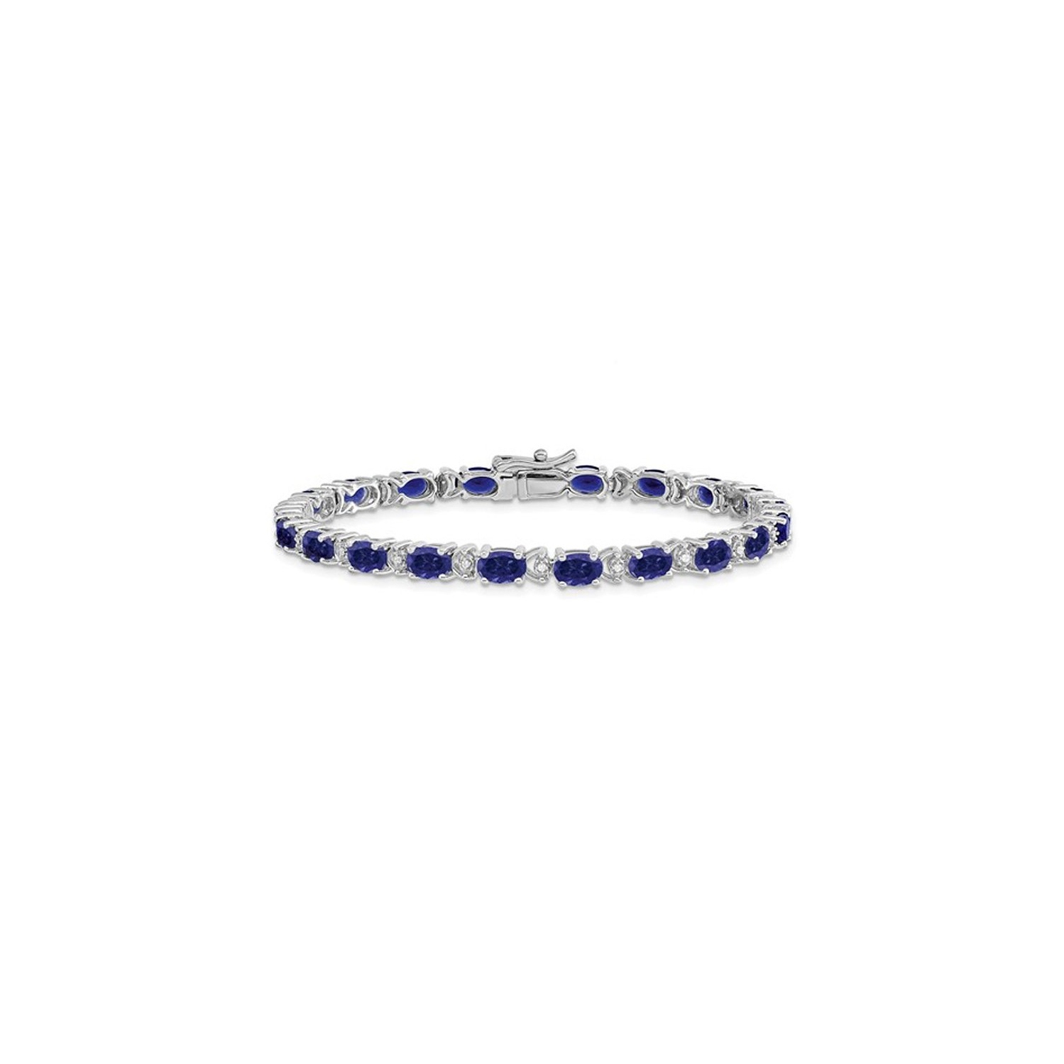 Bracelet en or blanc 14K ct avec diamants et saphirs bleus synthétiques en laboratoire d'10,80&nbsp;carat