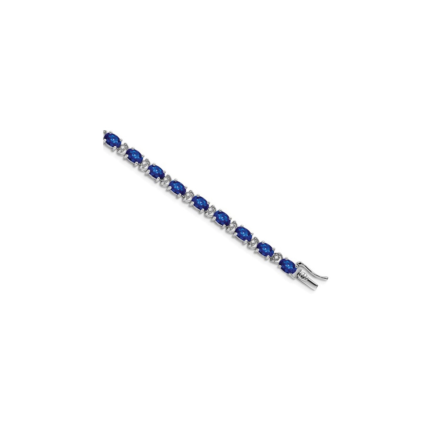 Bracelet en or blanc 14K ct avec diamants et saphirs bleus synthétiques en laboratoire d'10,80 carat