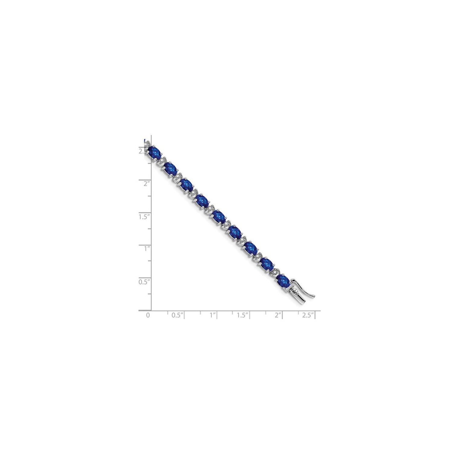 Bracelet en or blanc 14K ct avec diamants et saphirs bleus synthétiques en laboratoire d'10,80 carat