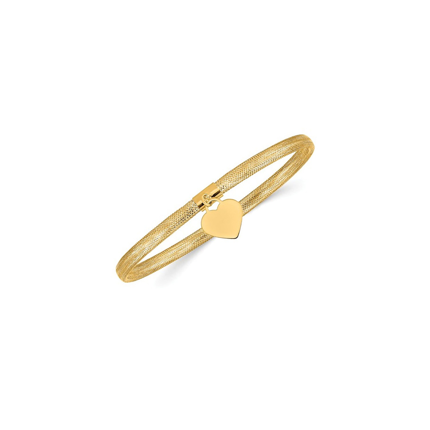 14K Yellow Gold Heart Mesh Stretch Bracelet