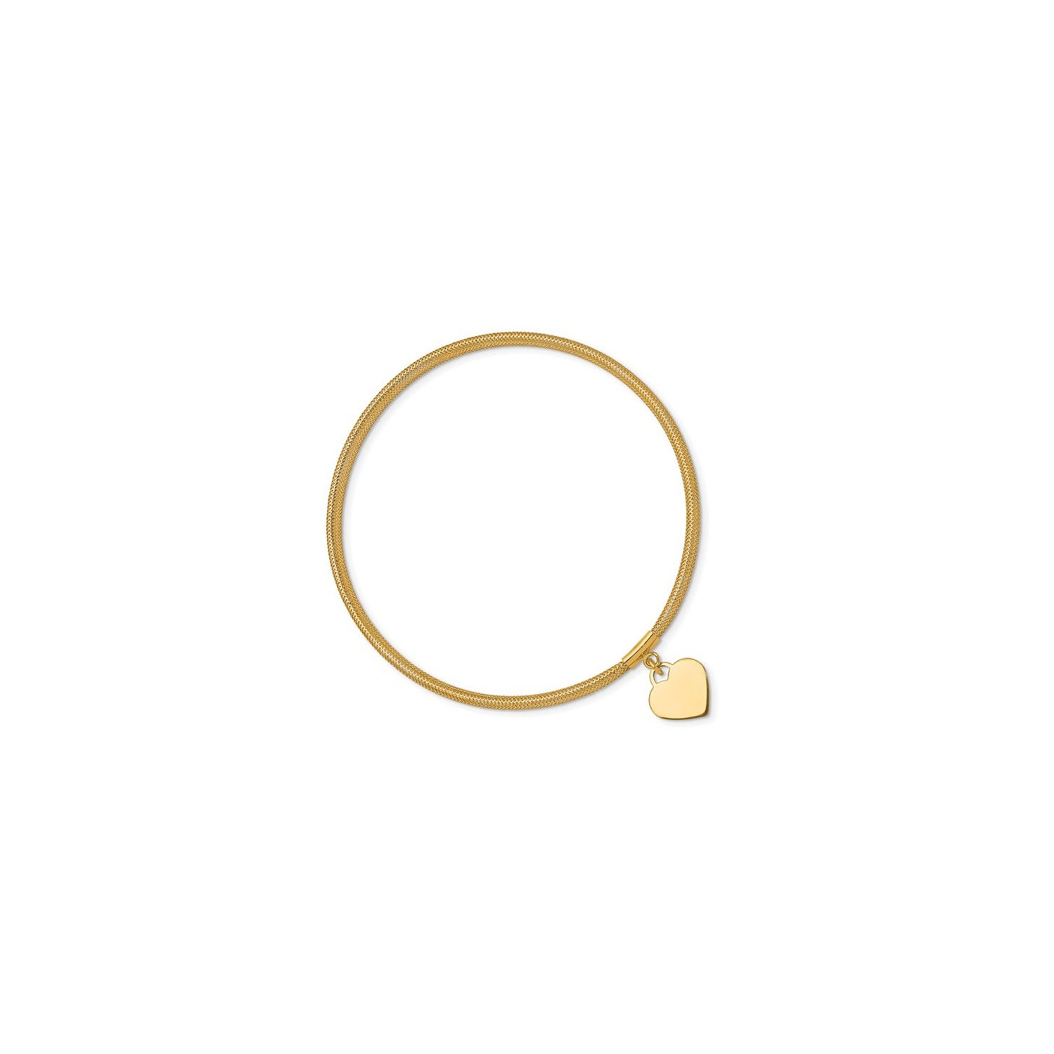 14K Yellow Gold Heart Mesh Stretch Bracelet