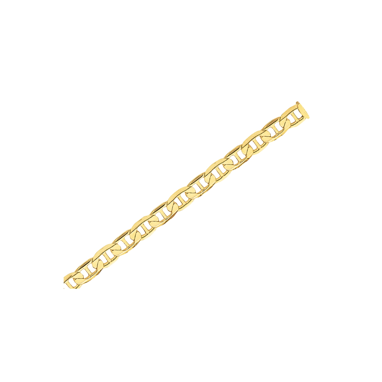 Mens 6.25mm Concave Anchor Chain Bracelet 14K Yellow Gold