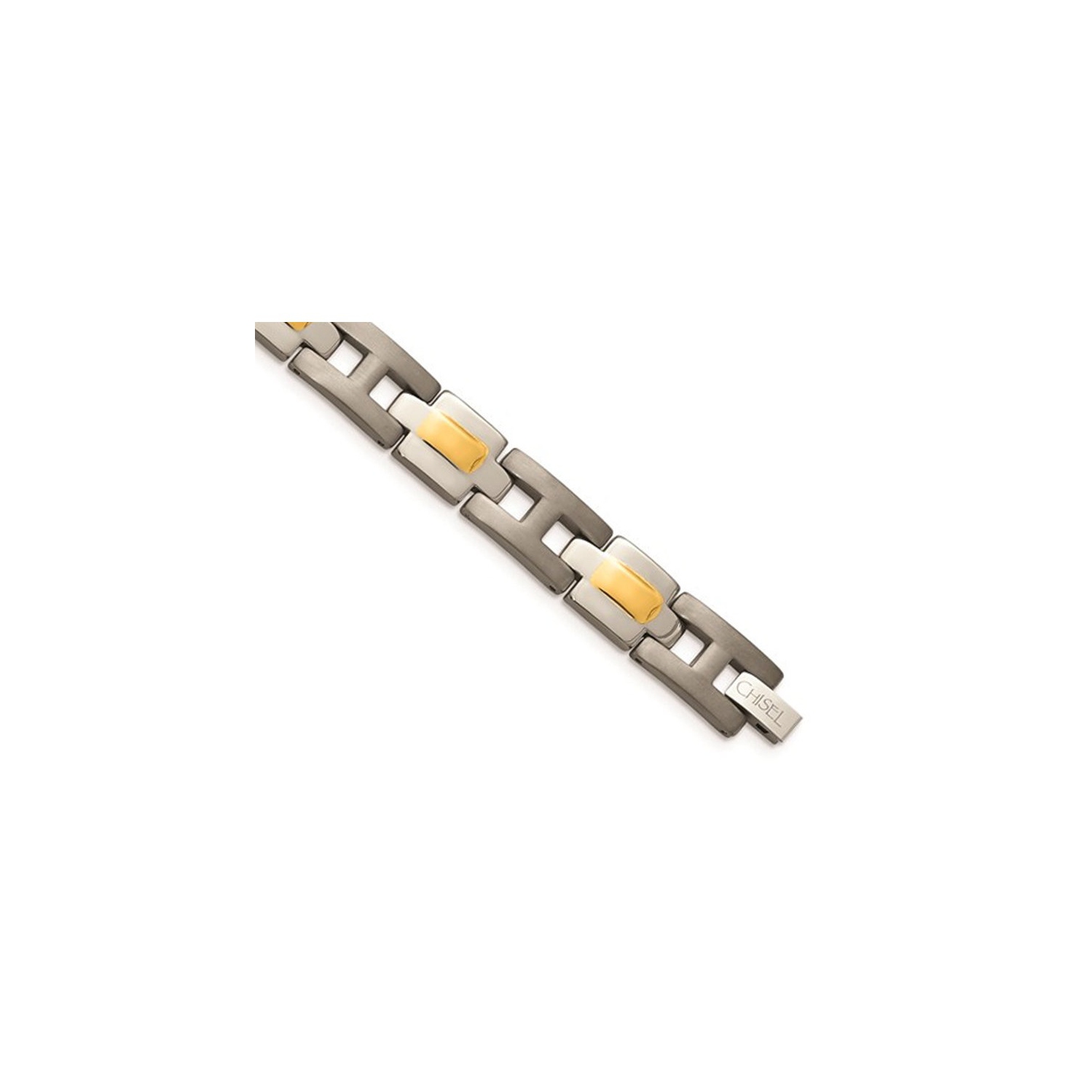 Mens Chisel Bracelet in Titanium with 24K Gold