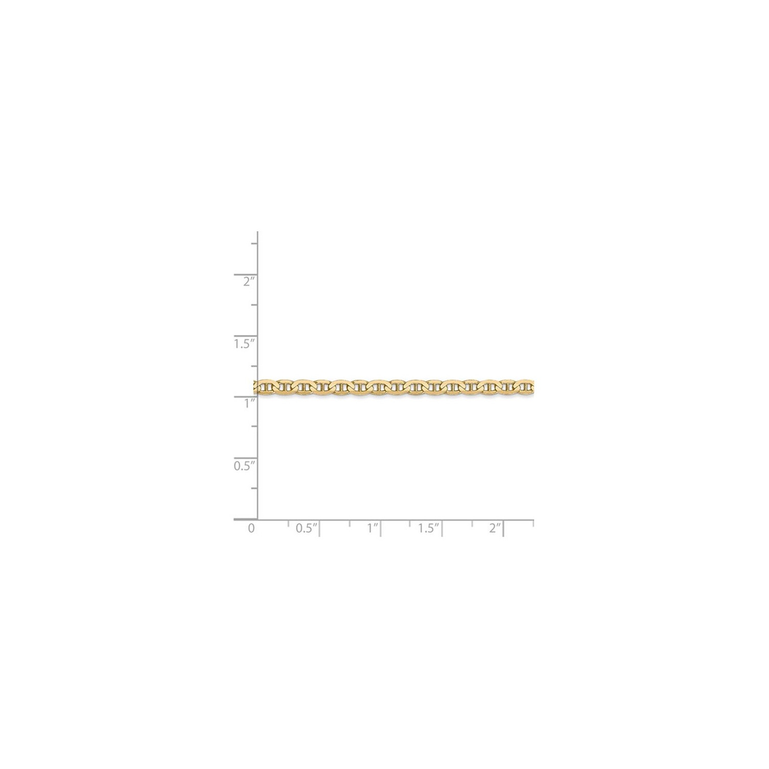 Ladies 14K Yellow Gold 3mm Concave Anchor Chain Bracelet -- 7 Inches