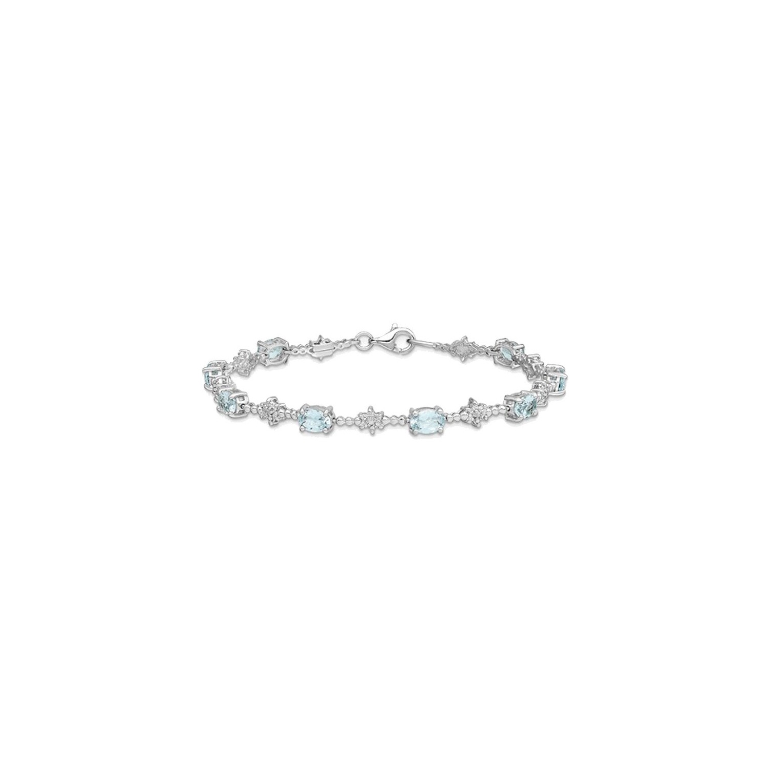 Bracelet en argent sterling plaqué rhodium aigue-marine