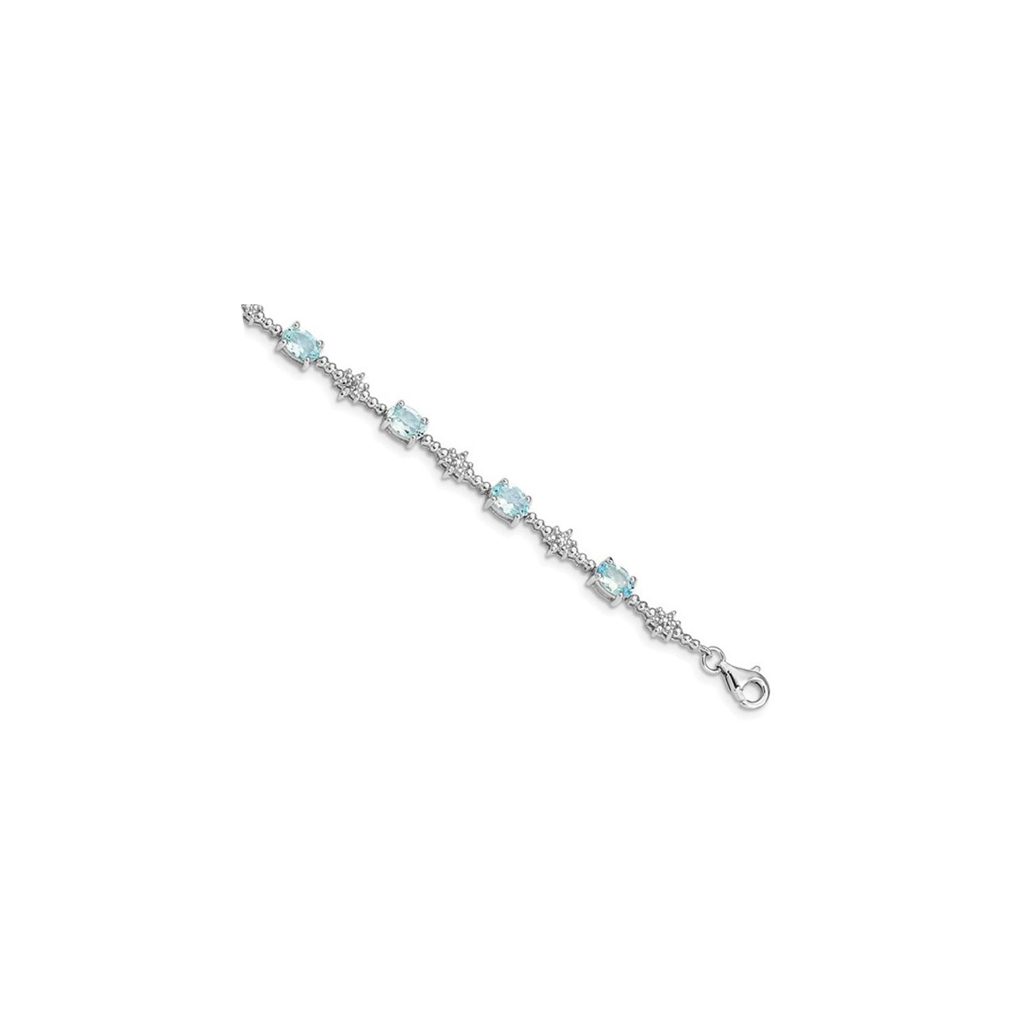 Bracelet en argent sterling plaqué rhodium aigue-marine