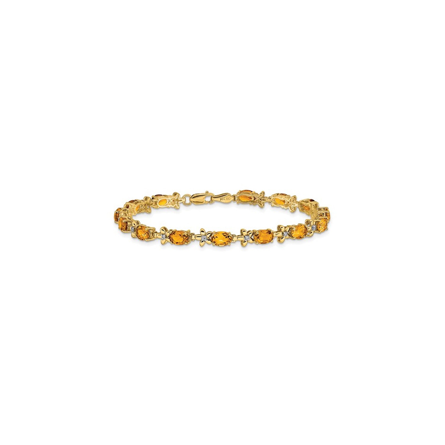 6.70 Carat Citrine Bracelet in 14K Yellow Gold with Diamonds