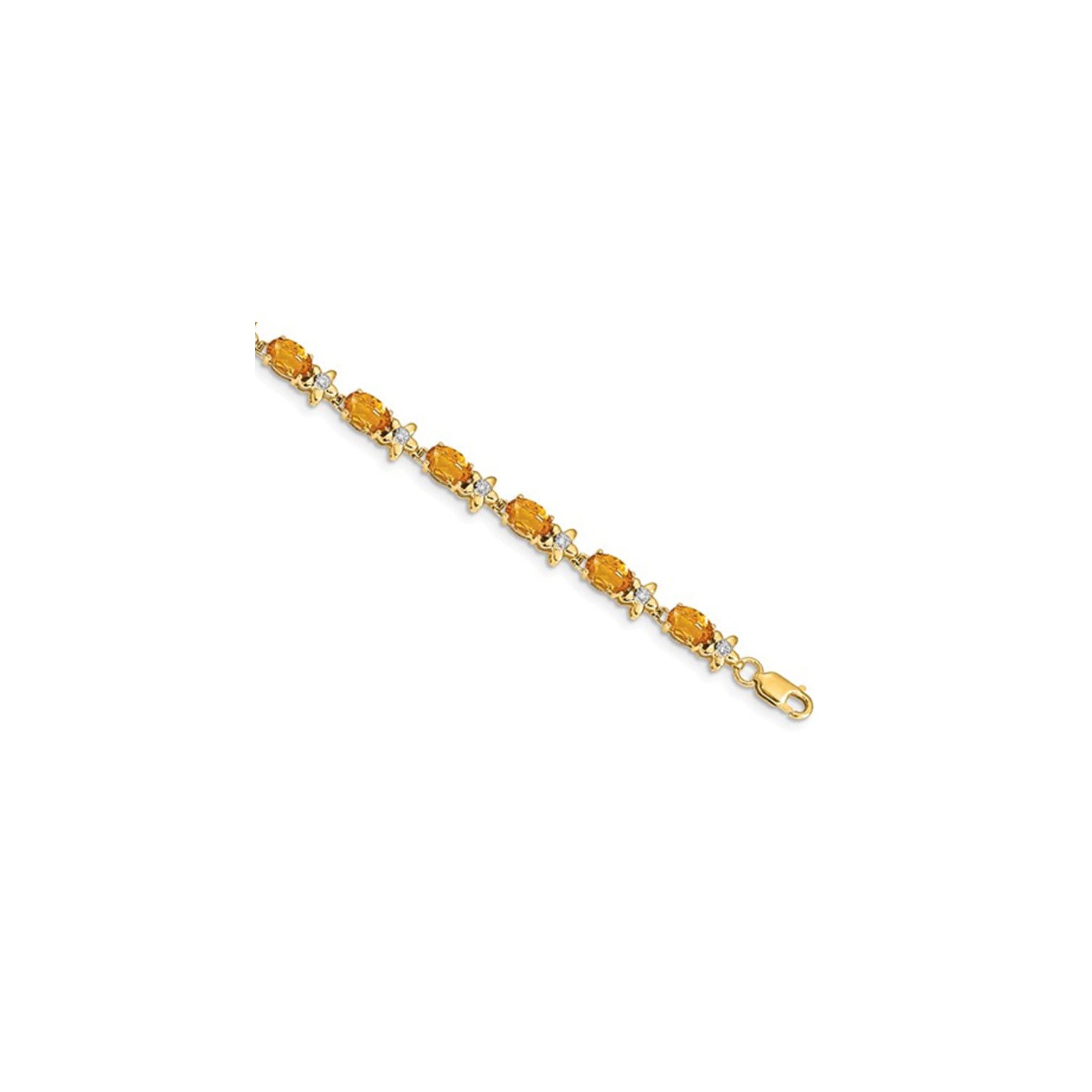 6.70 Carat Citrine Bracelet in 14K Yellow Gold with Diamonds