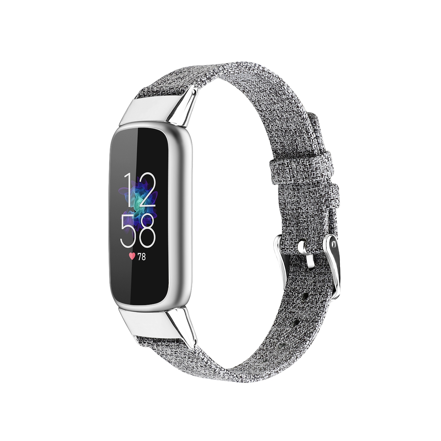 StrapsCo Textured Canvas Watch Band Strap for Fitbit Luxe - Short-Medium - Grey