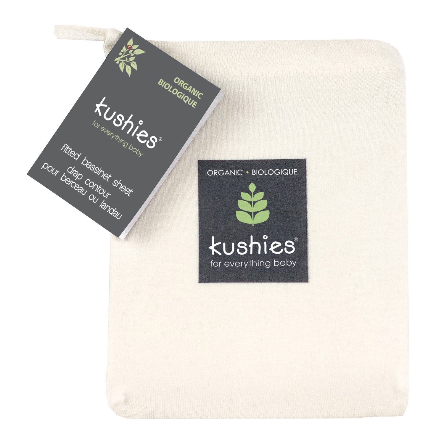 Drap-housse pour couffin en jersey organique de Kushies - &Eacute;cru