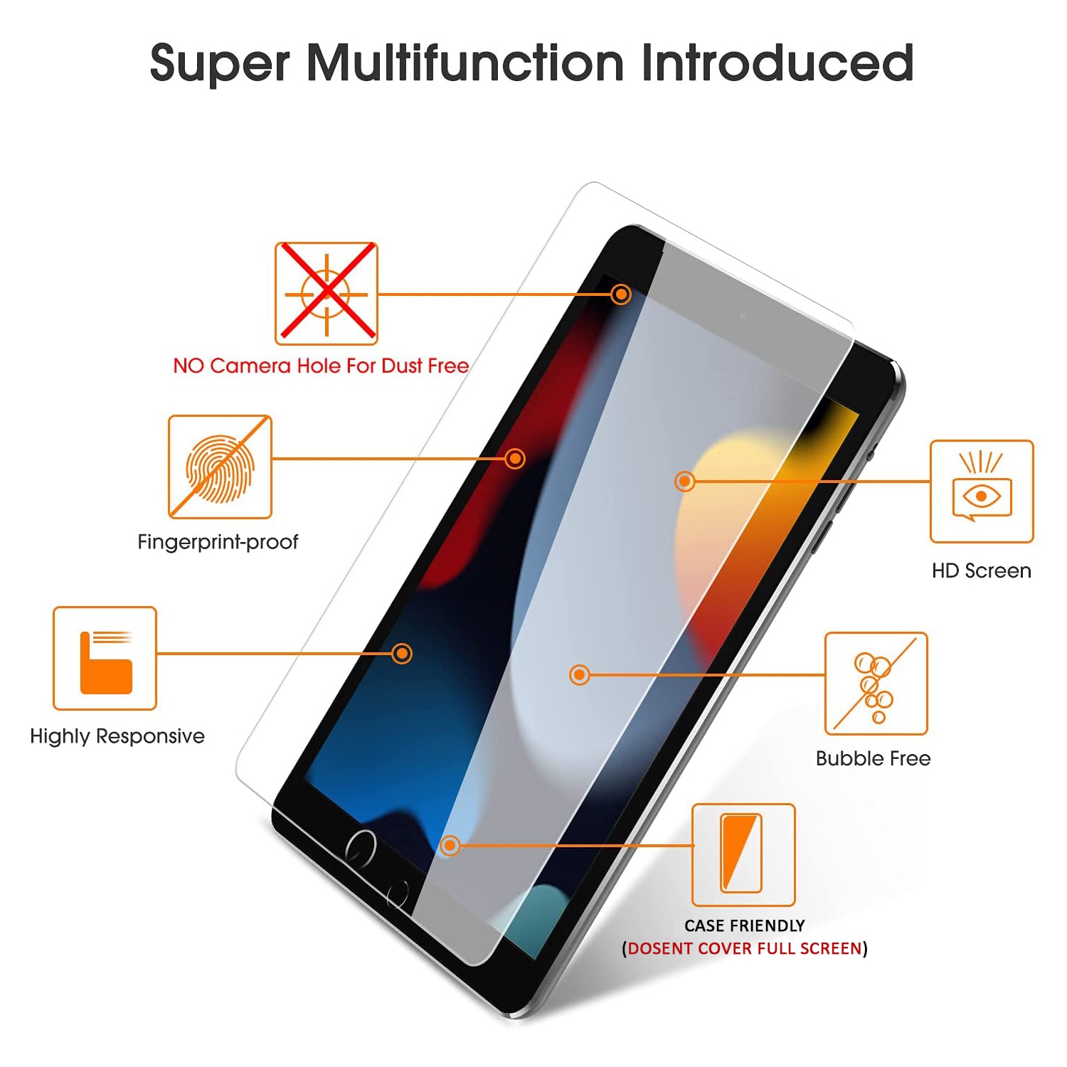 XCRS Apple iPad 10.2” 9th Gen / 8th Gen / iPad 10.2” 7th Gen iPad 7 8 9 Generation Tempered Glass LCD Screen Protector Anti Scratch Film, Bubble Free